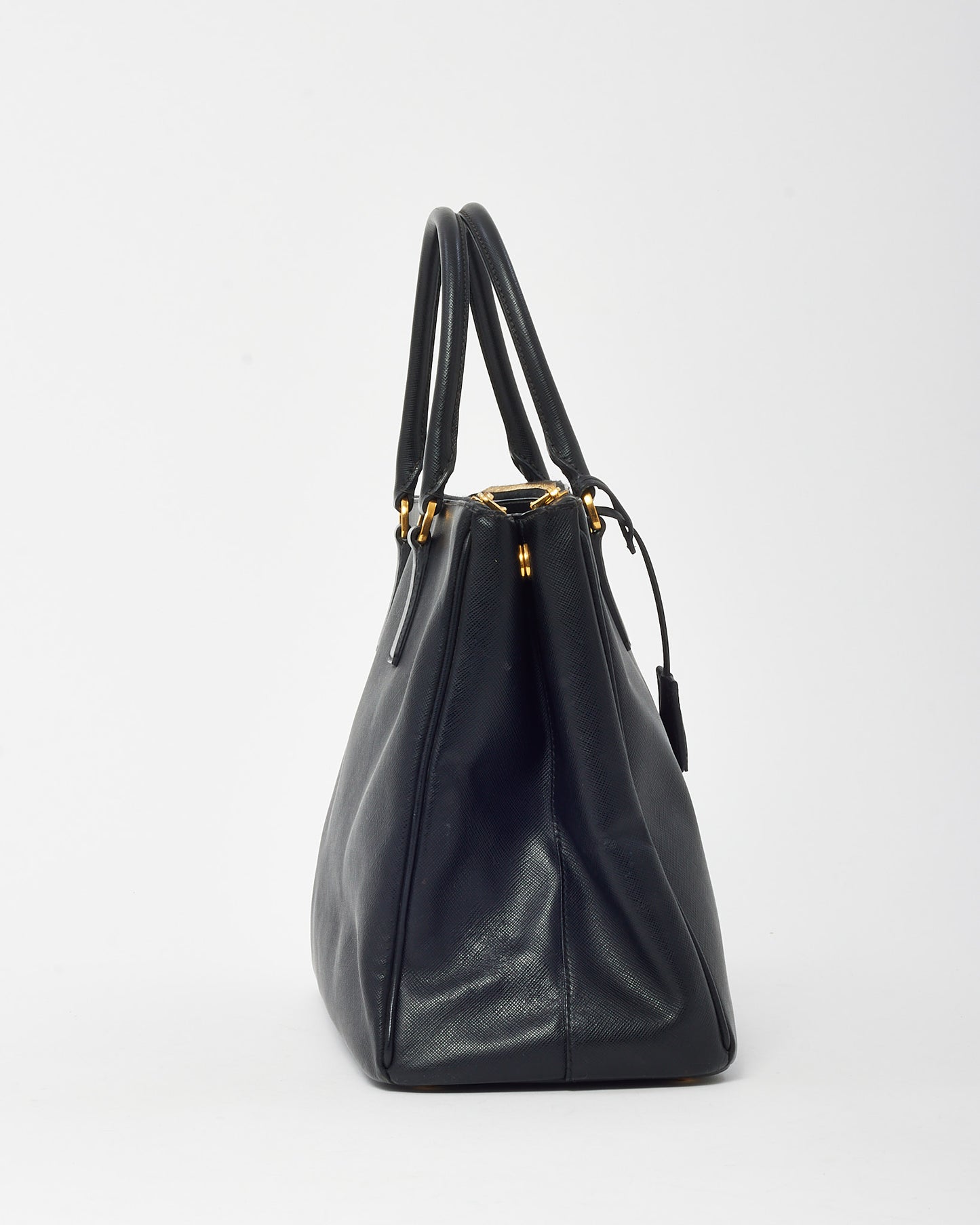 Prada Black Saffiano Leather Large Double Zip Galleria Tote Bag