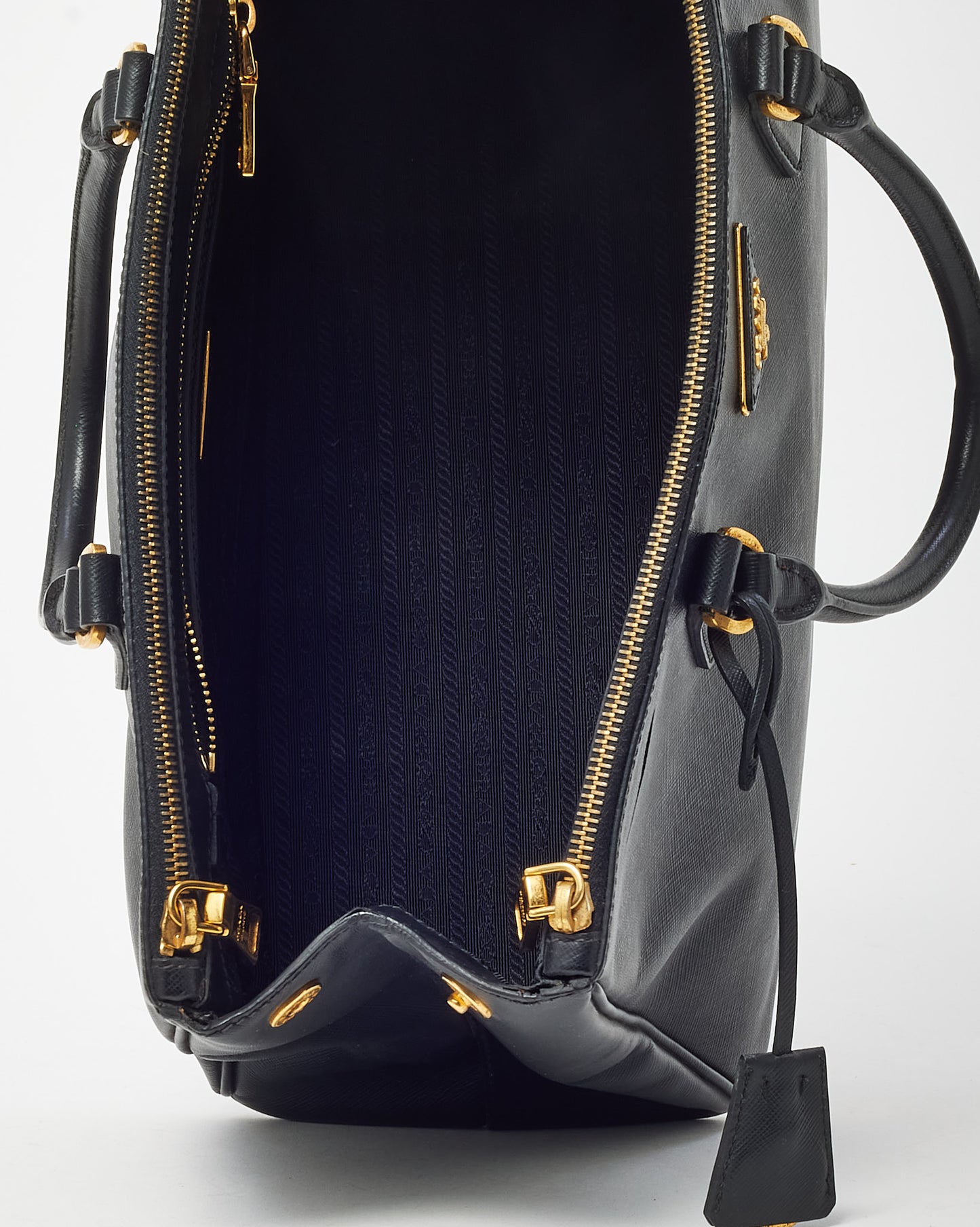 Prada Black Saffiano Leather Large Double Zip Galleria Tote Bag