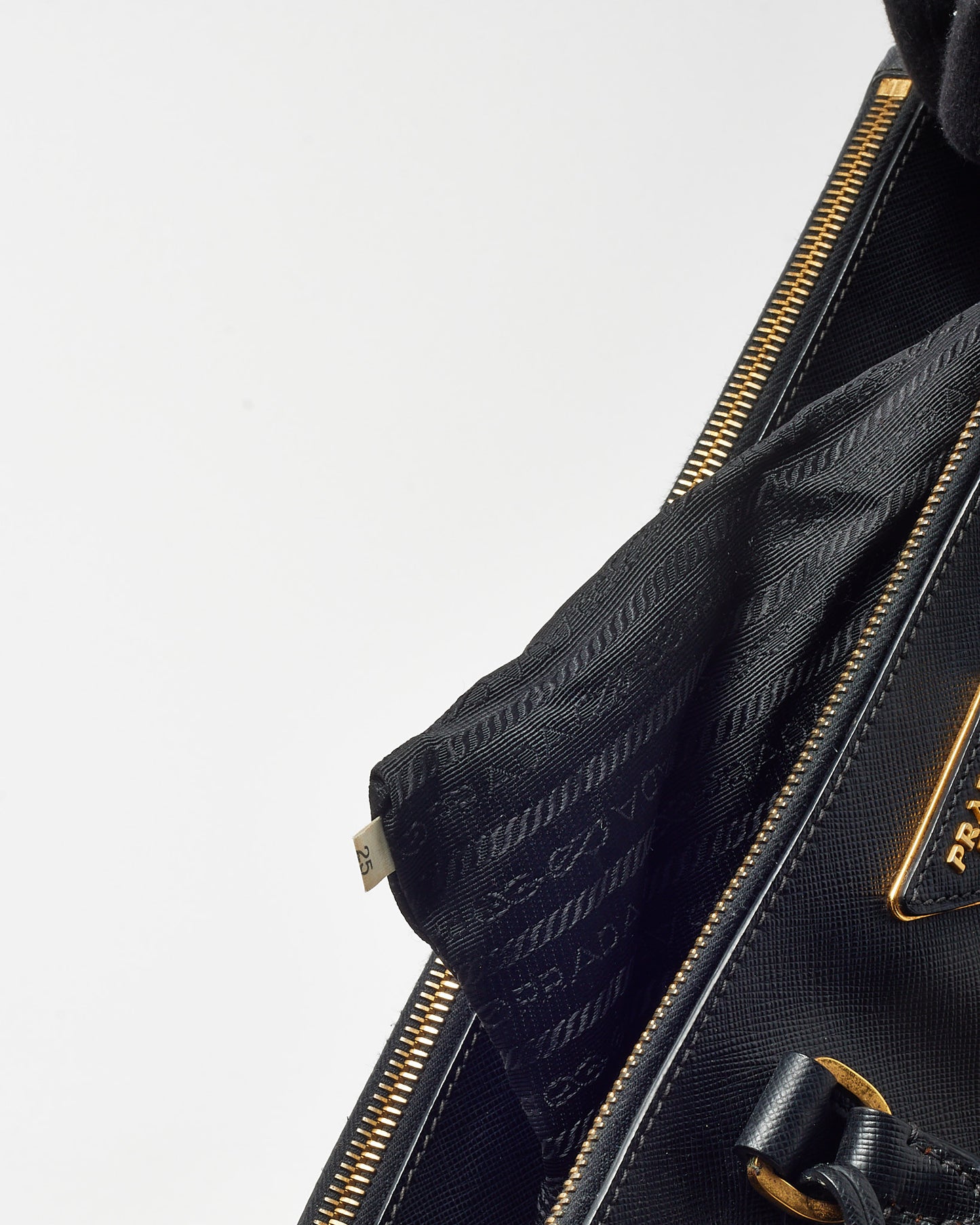 Prada Black Saffiano Leather Large Double Zip Galleria Tote Bag