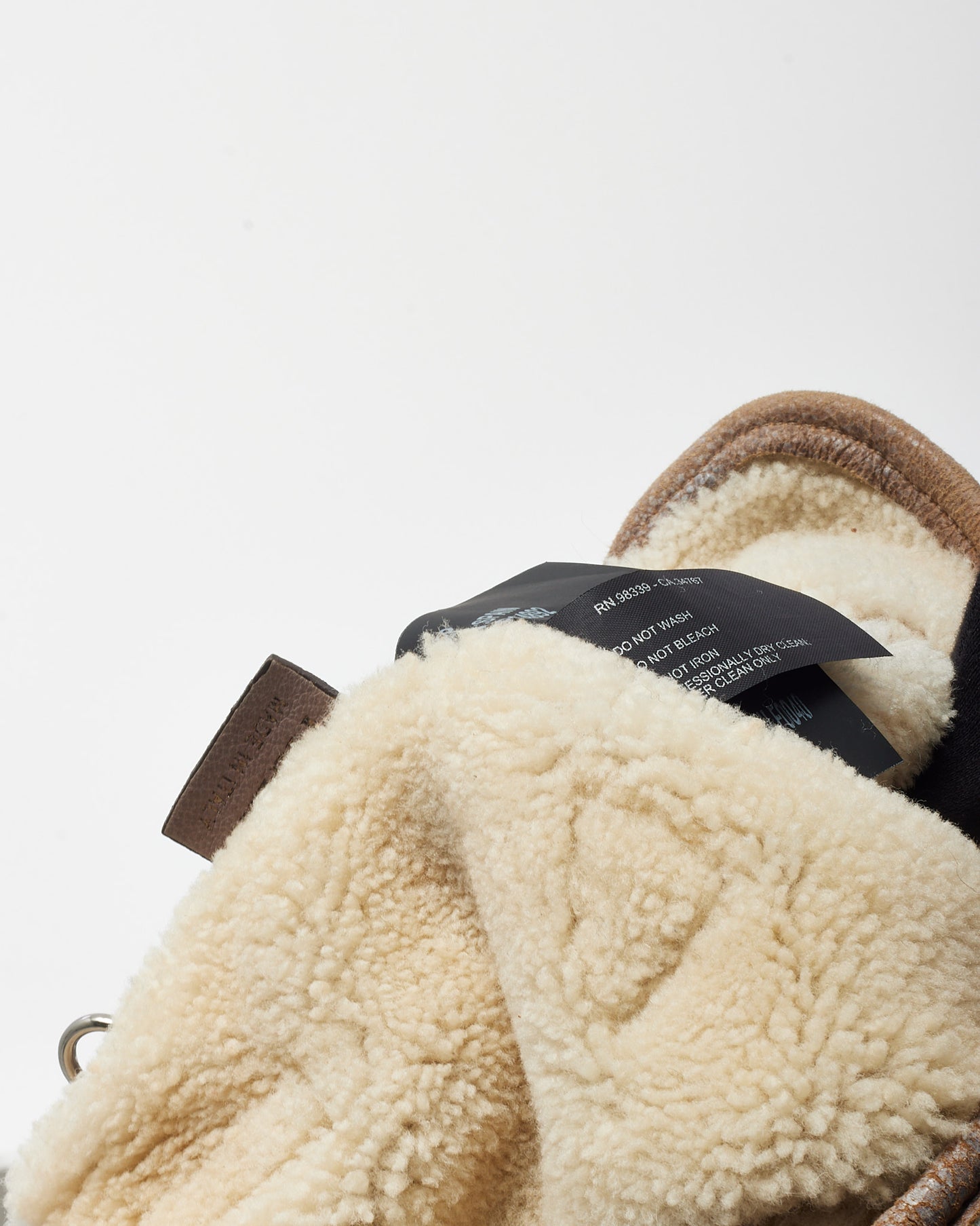 Prada Brown Suede and Shearling Buckle 2way Top Handle Bag with Strap