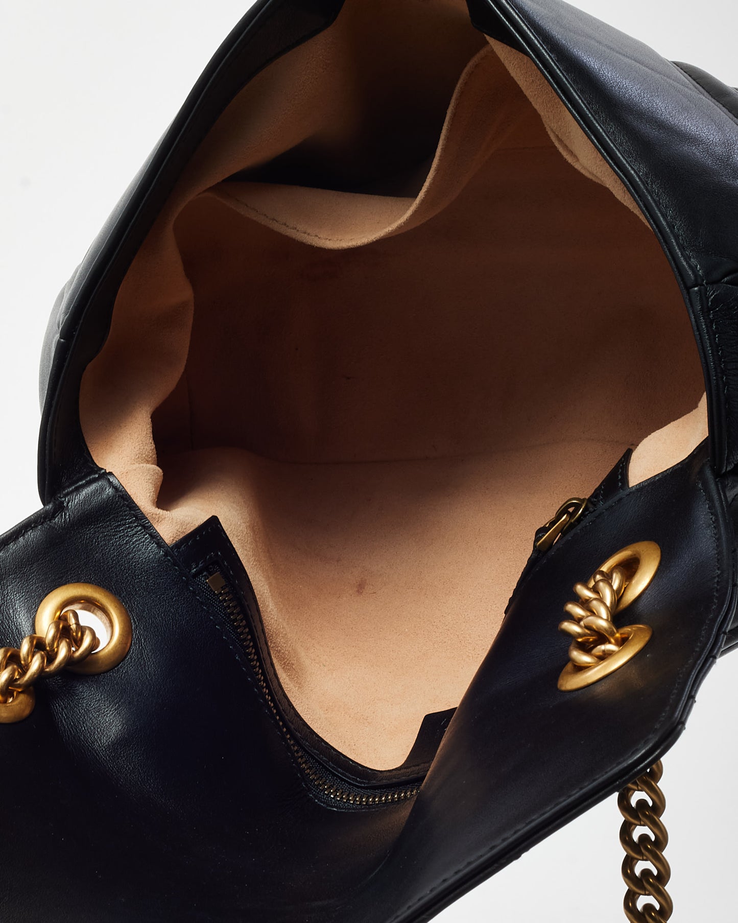 Gucci Black Matelassé Leather Medium GG Marmont Shoulder Bag