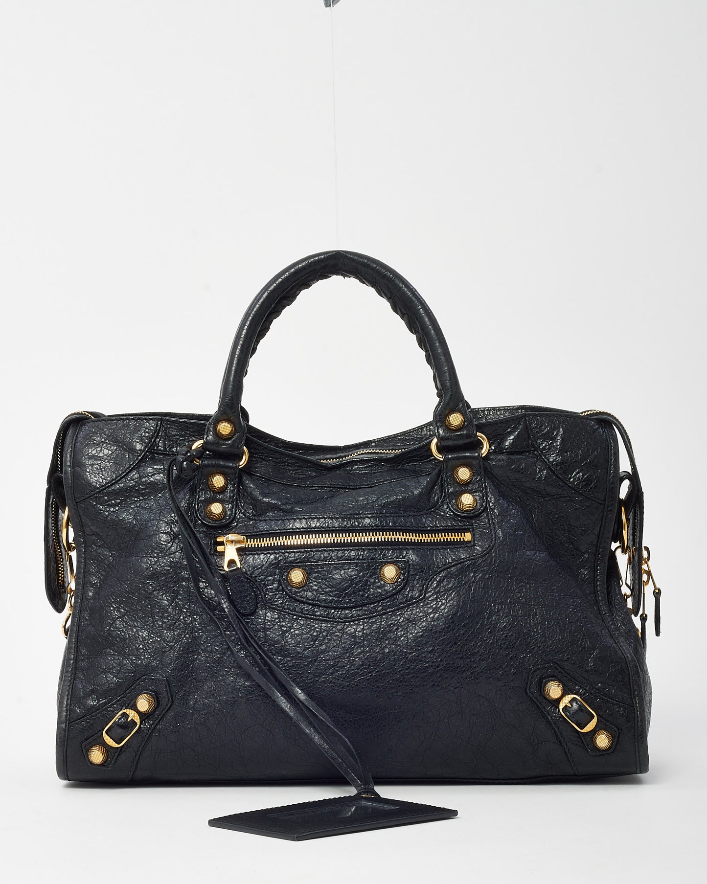 Balenciaga Black Lambskin Leather Gold Giant 12 Stud Moto City Bag