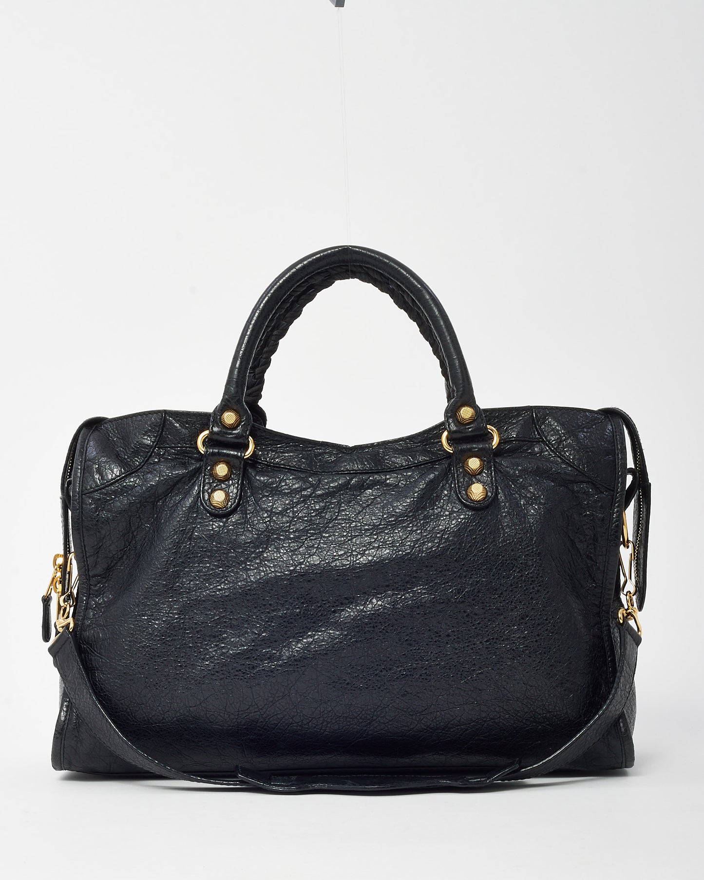 Balenciaga Black Lambskin Leather Gold Giant 12 Stud Moto City Bag