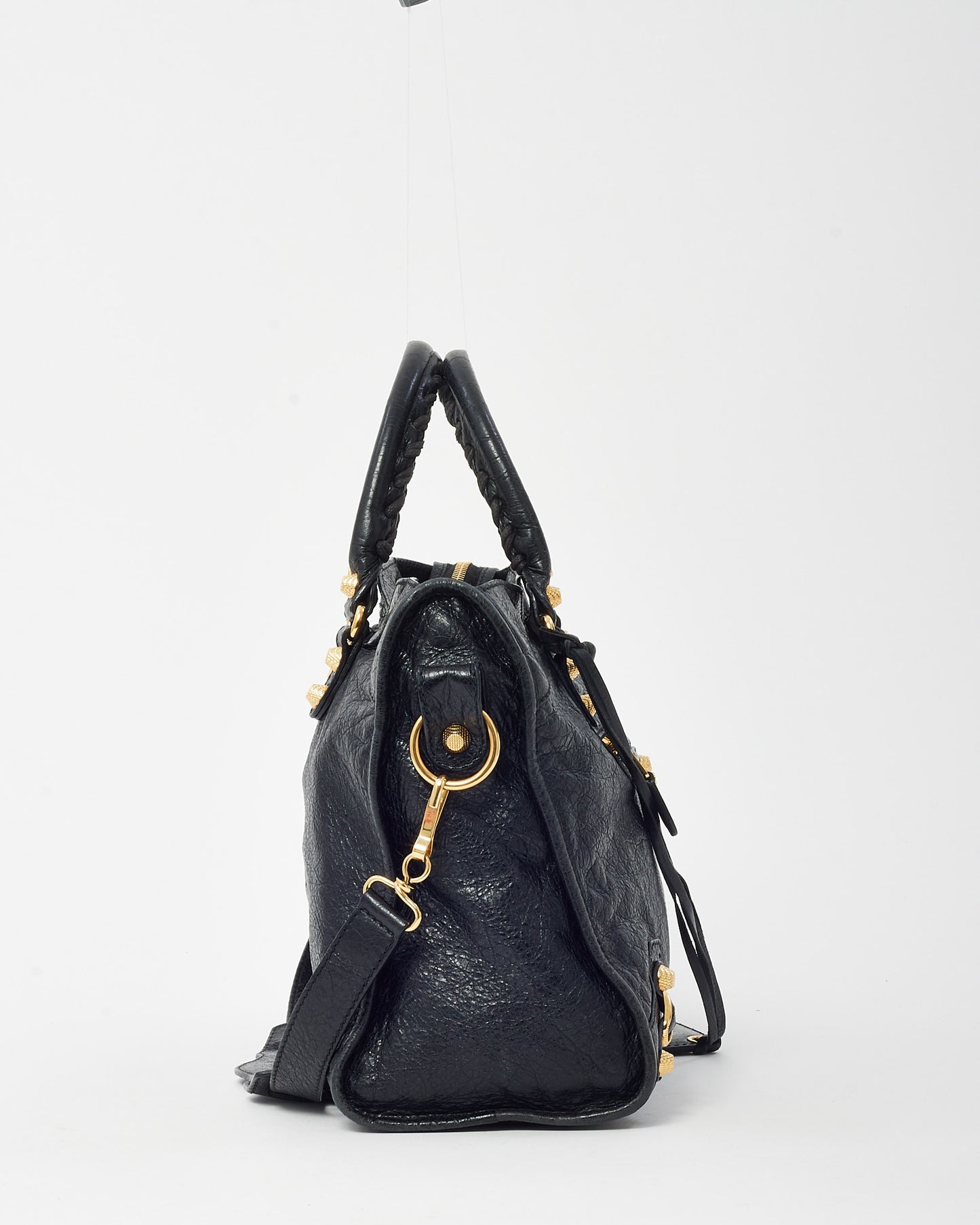 Balenciaga Black Lambskin Leather Gold Giant 12 Stud Moto City Bag