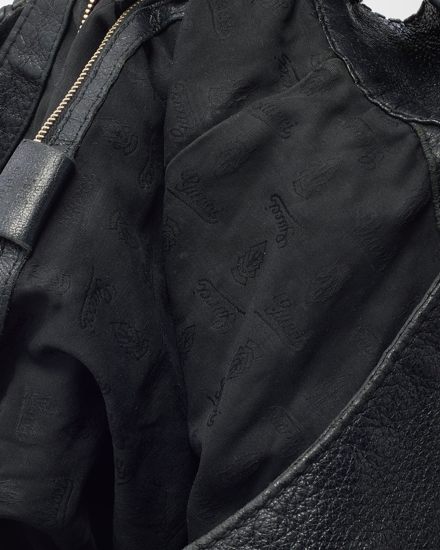 Gucci Black Pebbled Leather New Jackie Large Bamboo Shoulder Bag