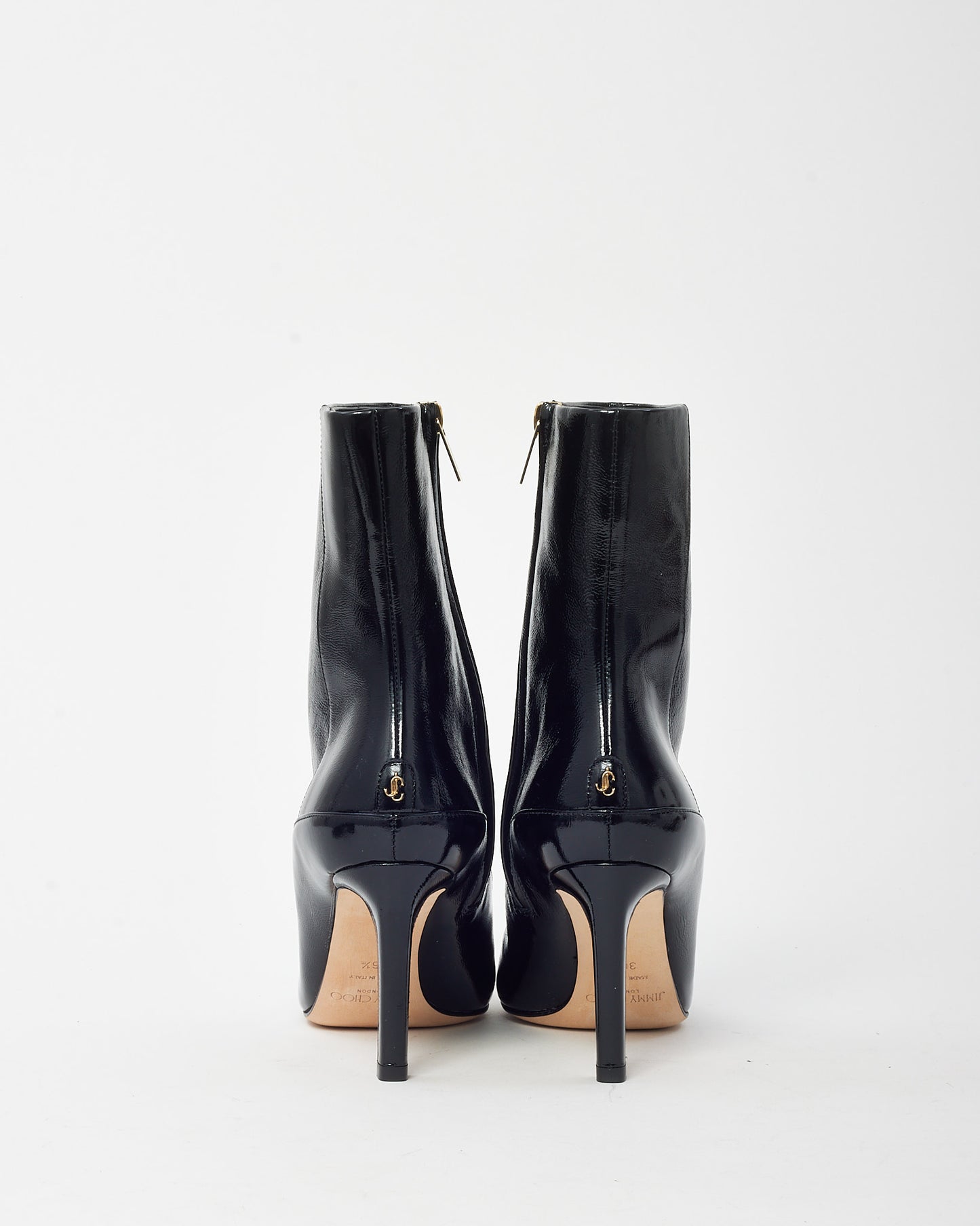 Jimmy Choo Black Glossy Leather Mavie Leather Ankle Boots - 36.5