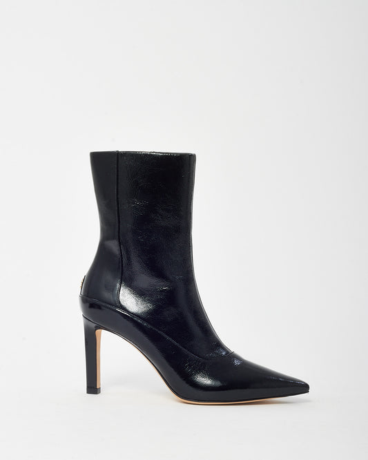 Jimmy Choo Black Glossy Leather Mavie Leather Ankle Boots - 36.5