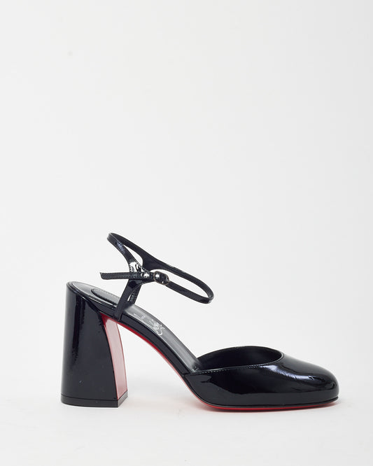 Christian Louboutin Black Patent Leather Jane 85mm Mary Jane Pumps - 35