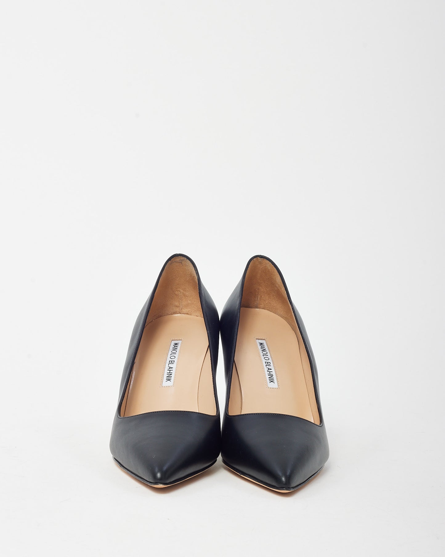 Manolo Blahnik Black Leather Pointed Toe 70mm Pumps - 40