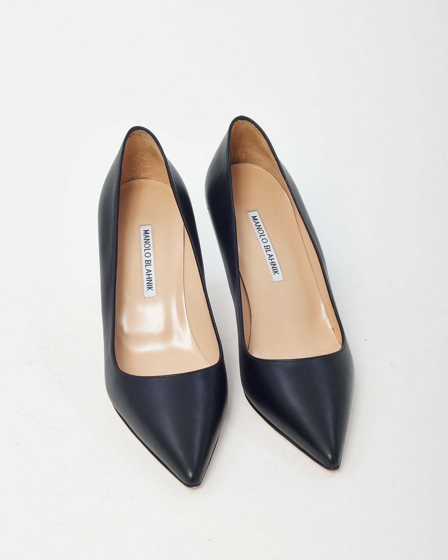 Manolo Blahnik Black Leather Pointed Toe 70mm Pumps - 40