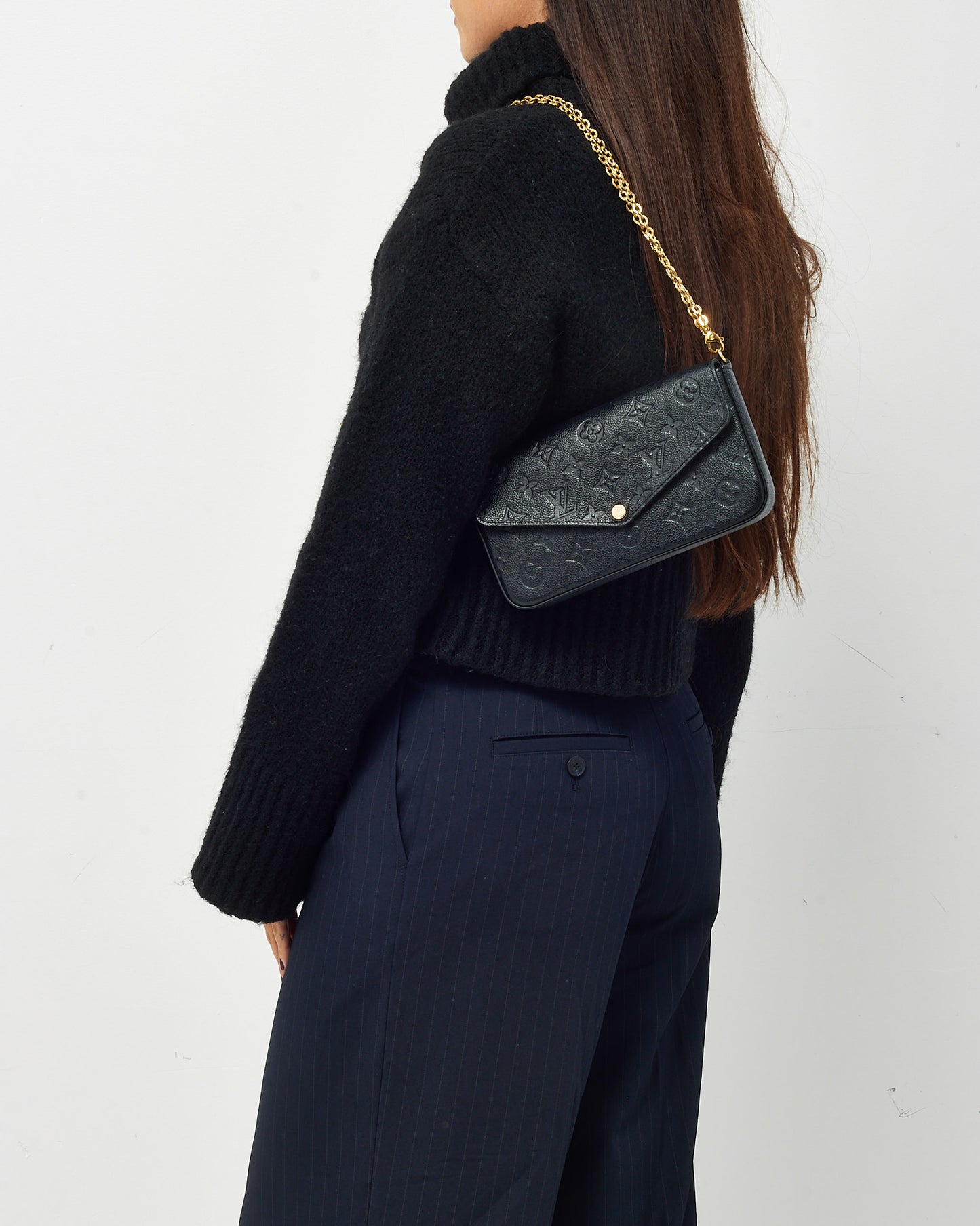 Louis Vuitton Black Monogram Empreinte Leather Felicie Pochette Bag