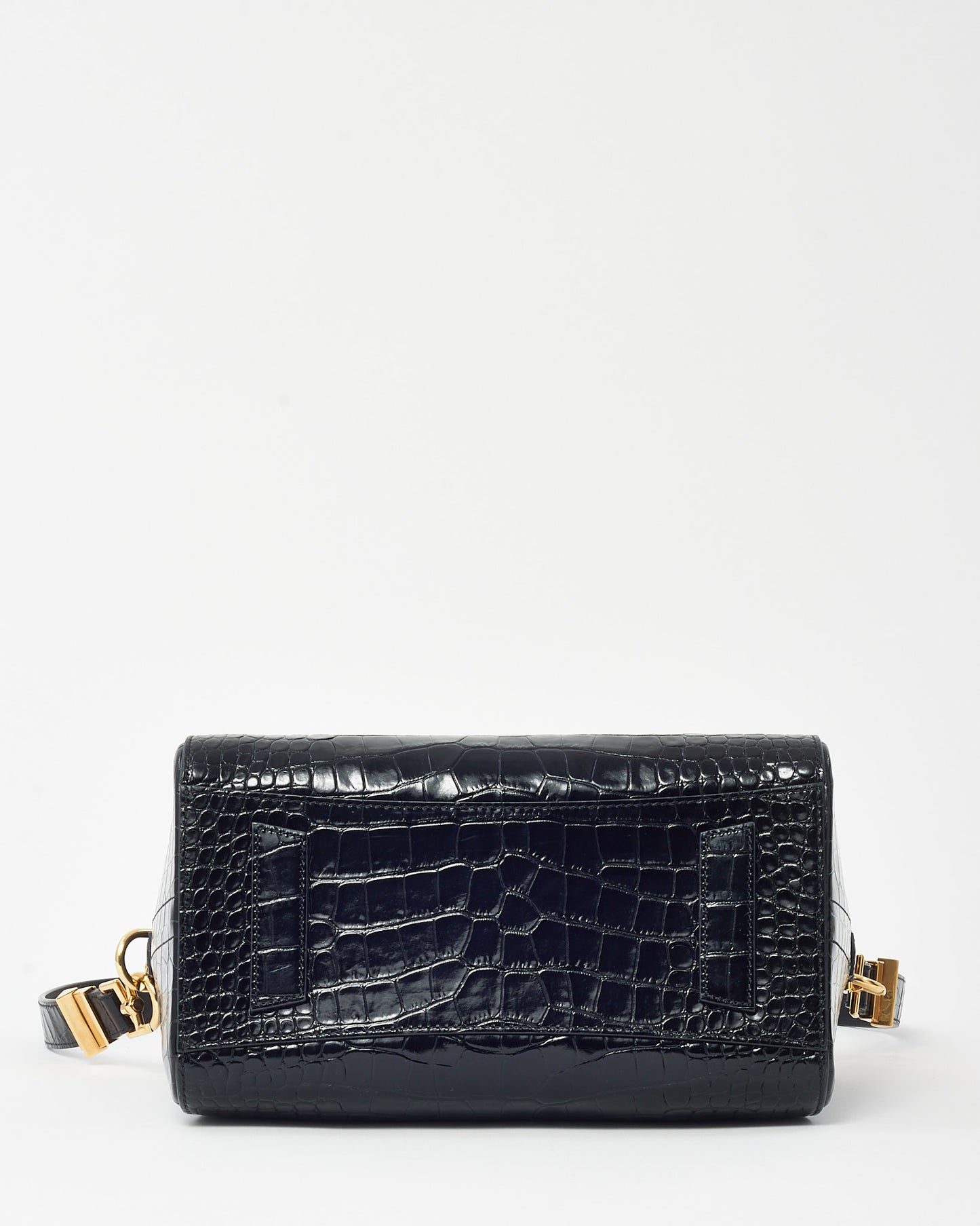 Givenchy Black Shiny Croc Embossed Leather Small Antigona Bag GHW