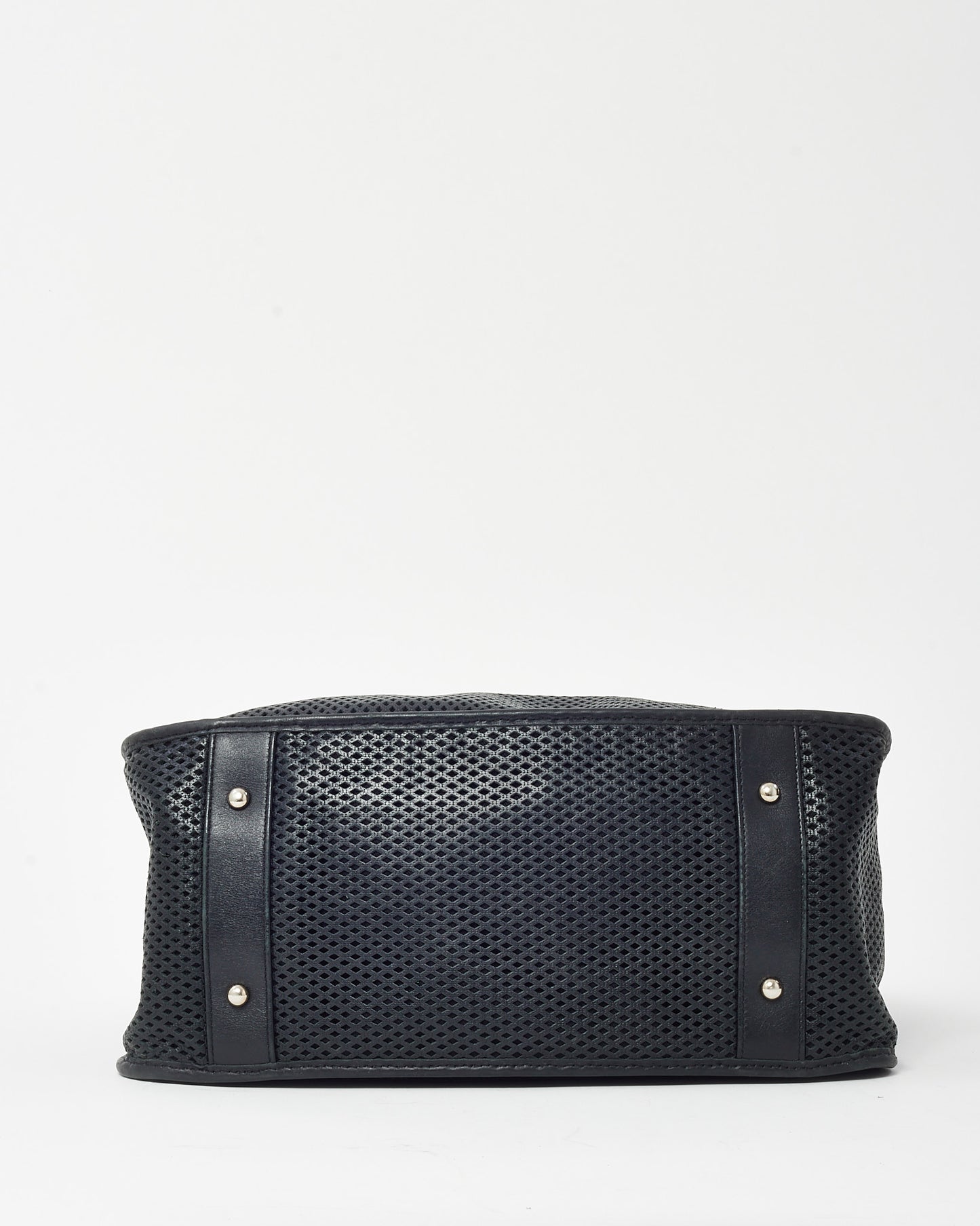 Chanel Black Perforated Leather CC Logo SHW Chain Tote Bag