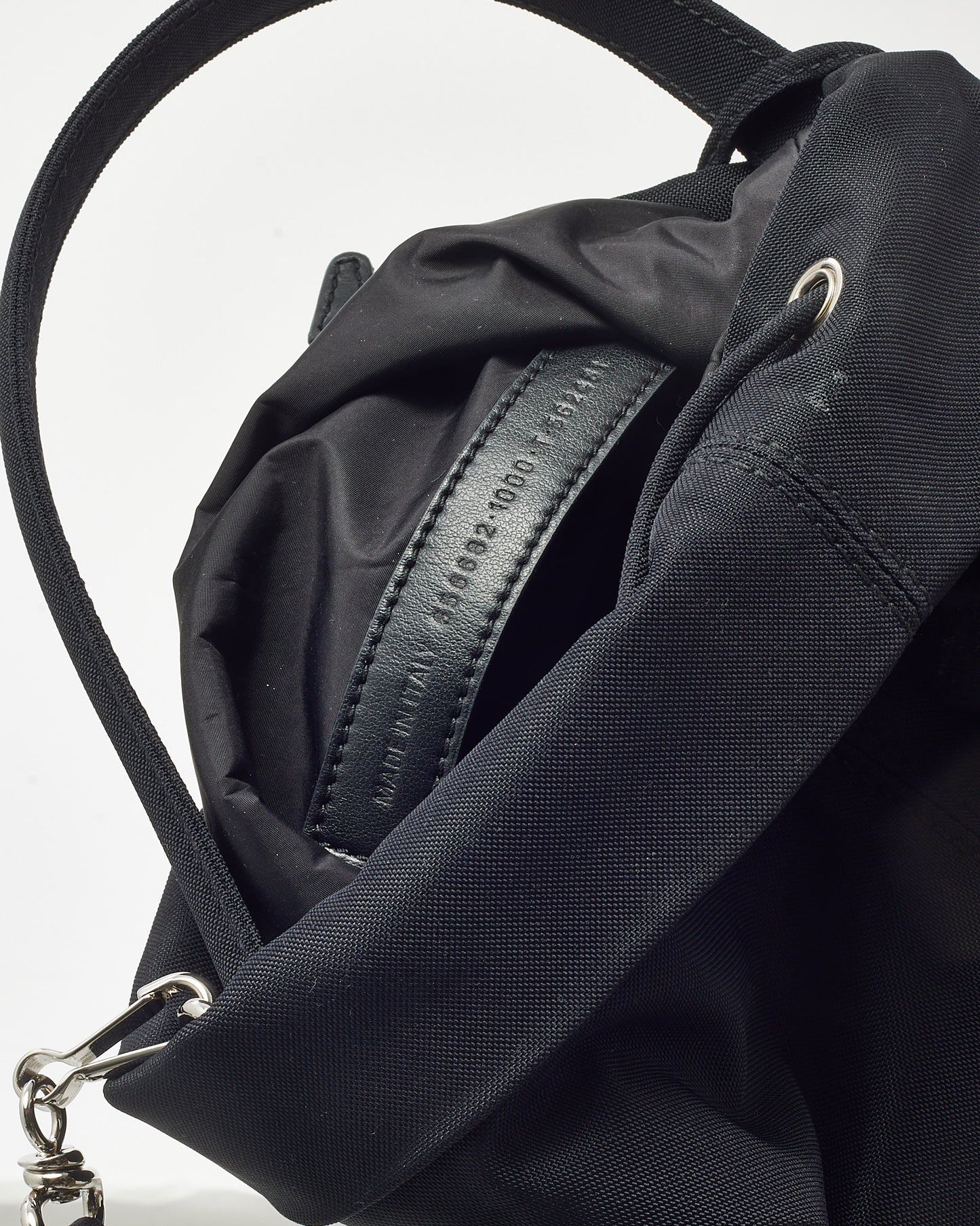 Balenciaga Black Nylon Logo Wheel Drawstring XS Bucket Bag with Strap