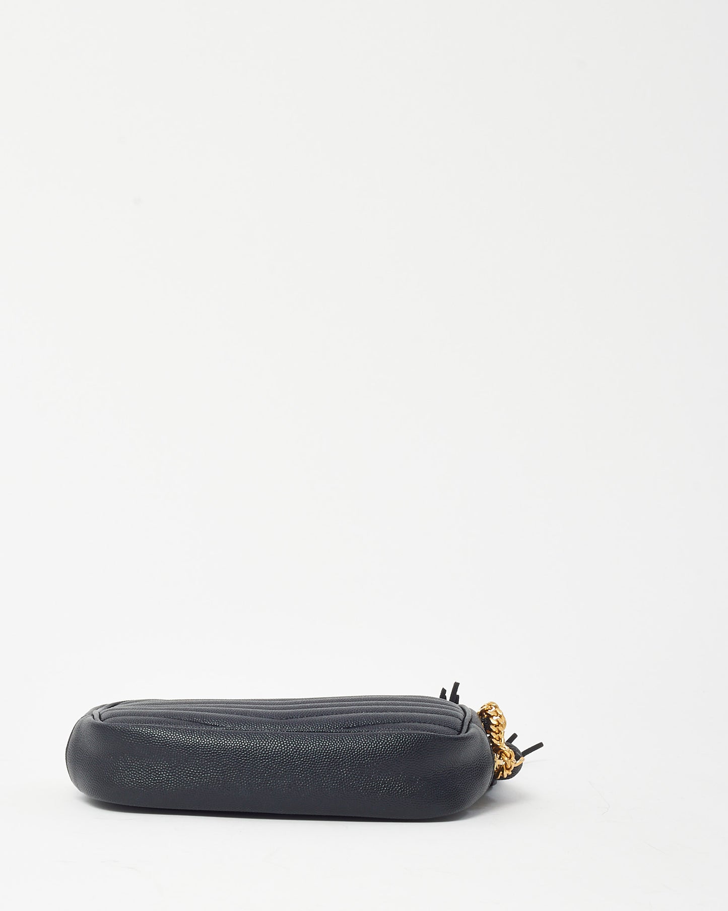 Saint Laurent Black Chevron Grain De Poudre YSL Mini Lou Chain Crossbody Bag GHW