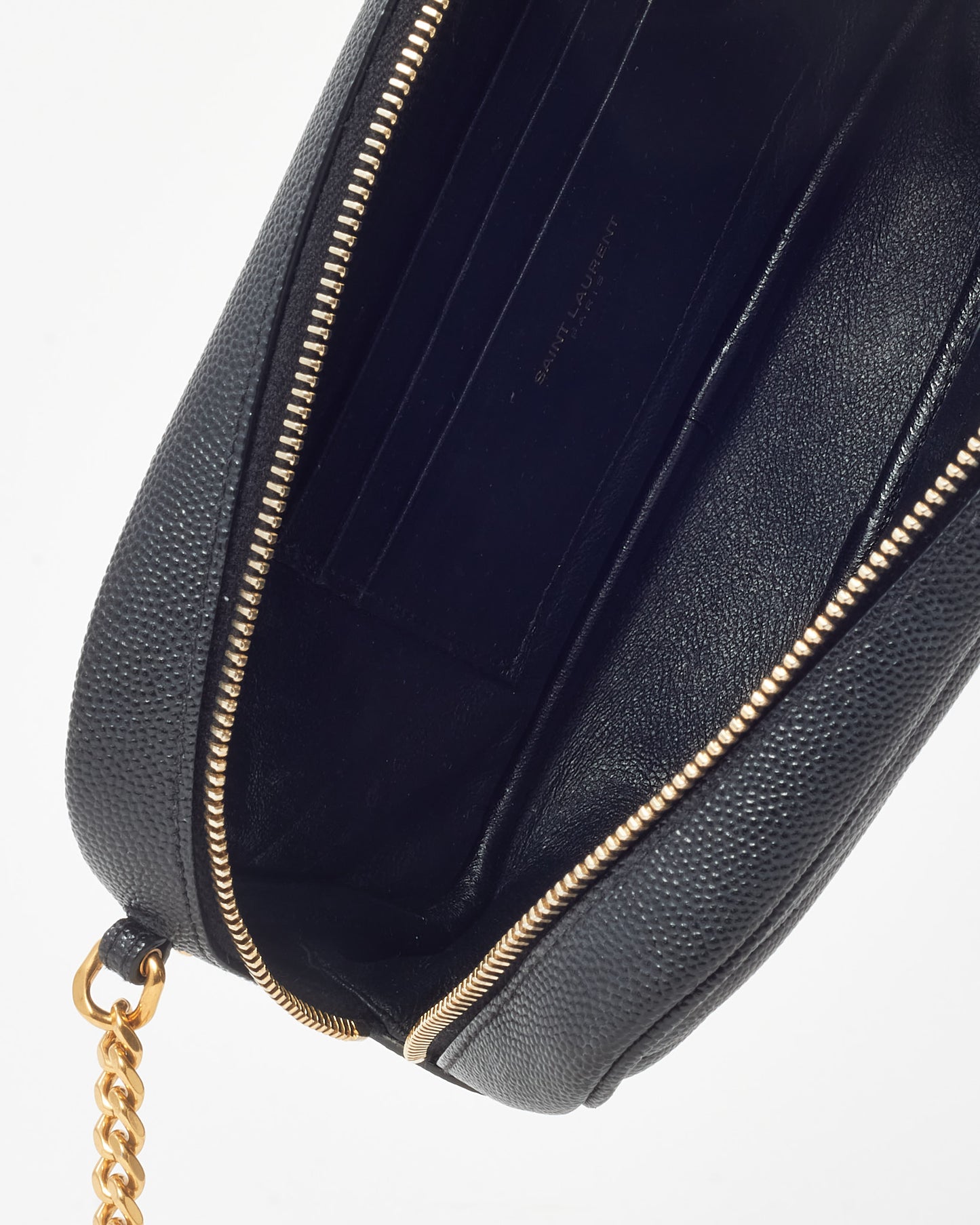 Saint Laurent Black Chevron Grain De Poudre YSL Mini Lou Chain Crossbody Bag GHW