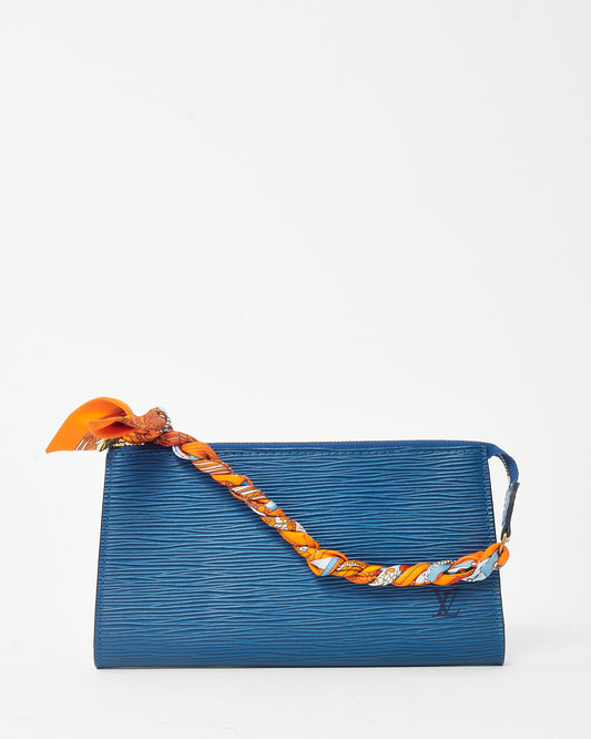 Louis Vuitton Navy Epi Leather Pochette with Hermès Orang Multi Twilly Strap