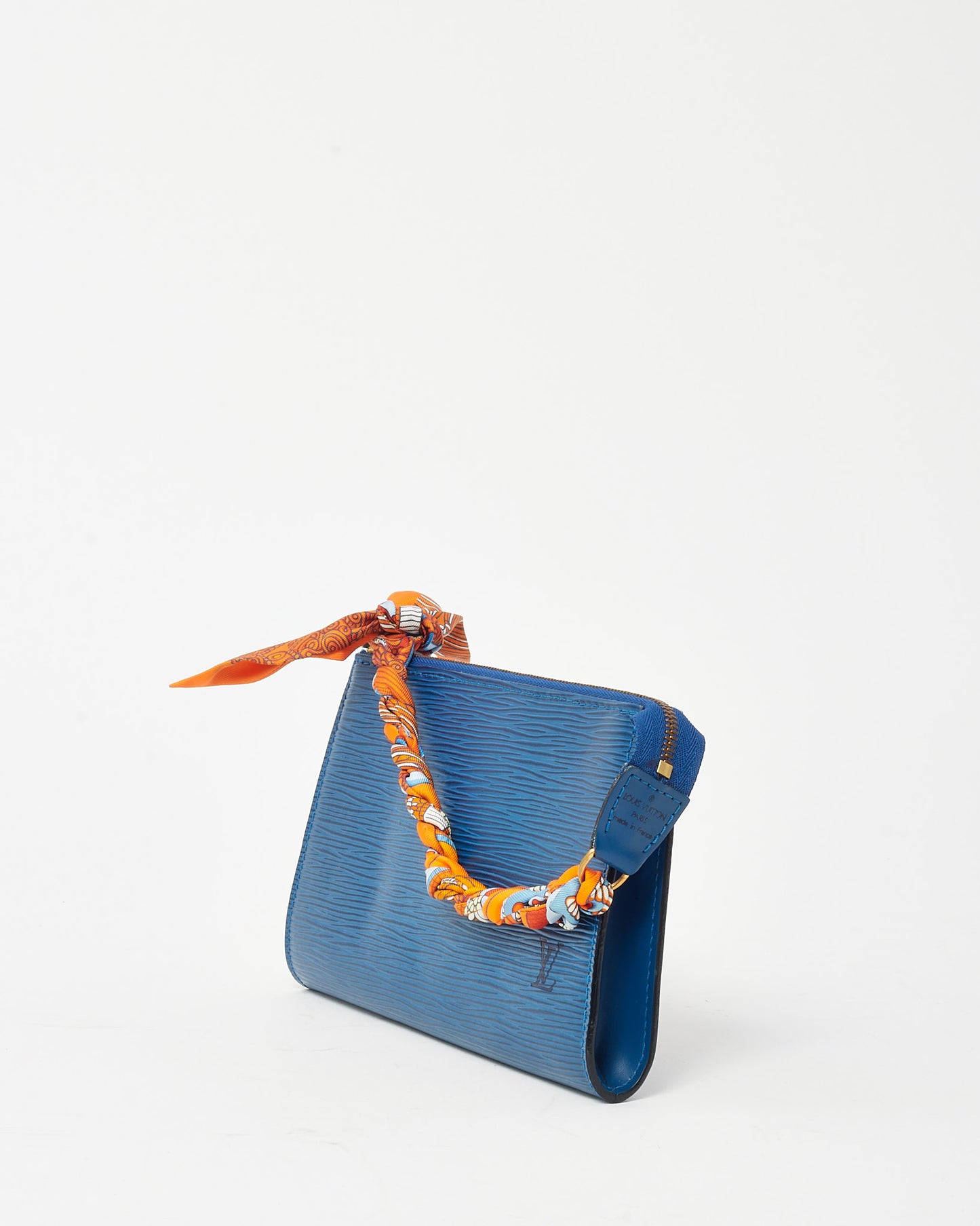Louis Vuitton Navy Epi Leather Pochette with Hermès Orang Multi Twilly Strap