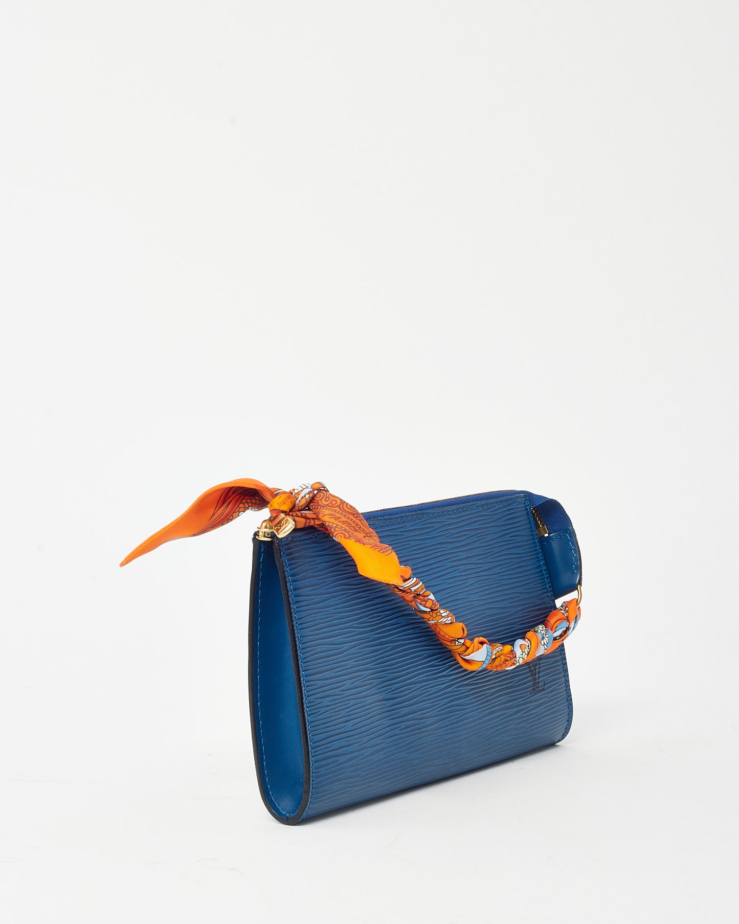 Louis Vuitton Navy Epi Leather Pochette with Hermès Orang Multi Twilly Strap