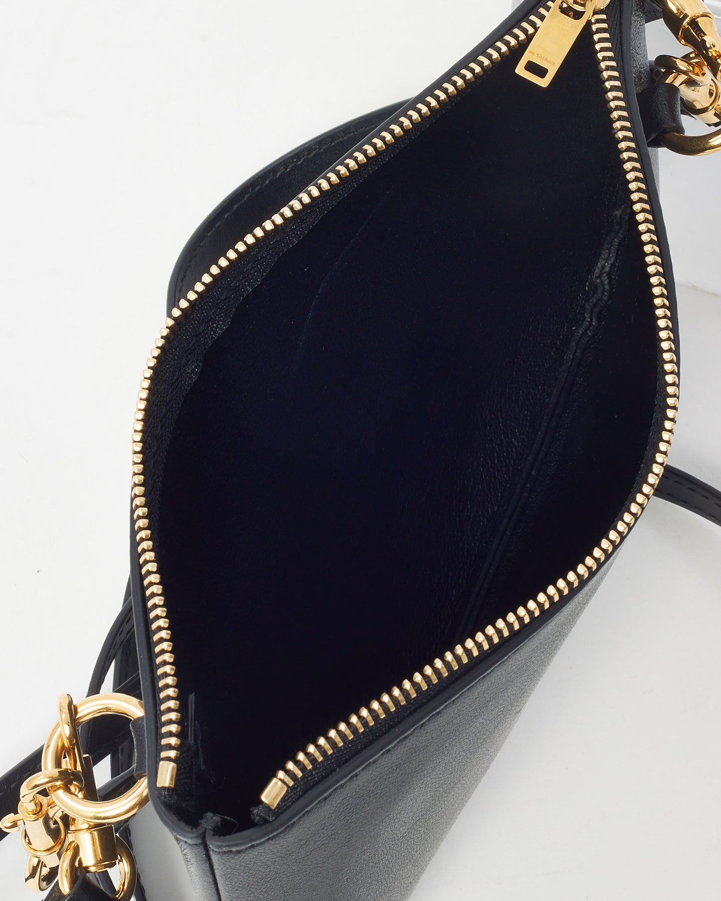 Jil Sander Black Leather Logo Print Small Crossbody Bag