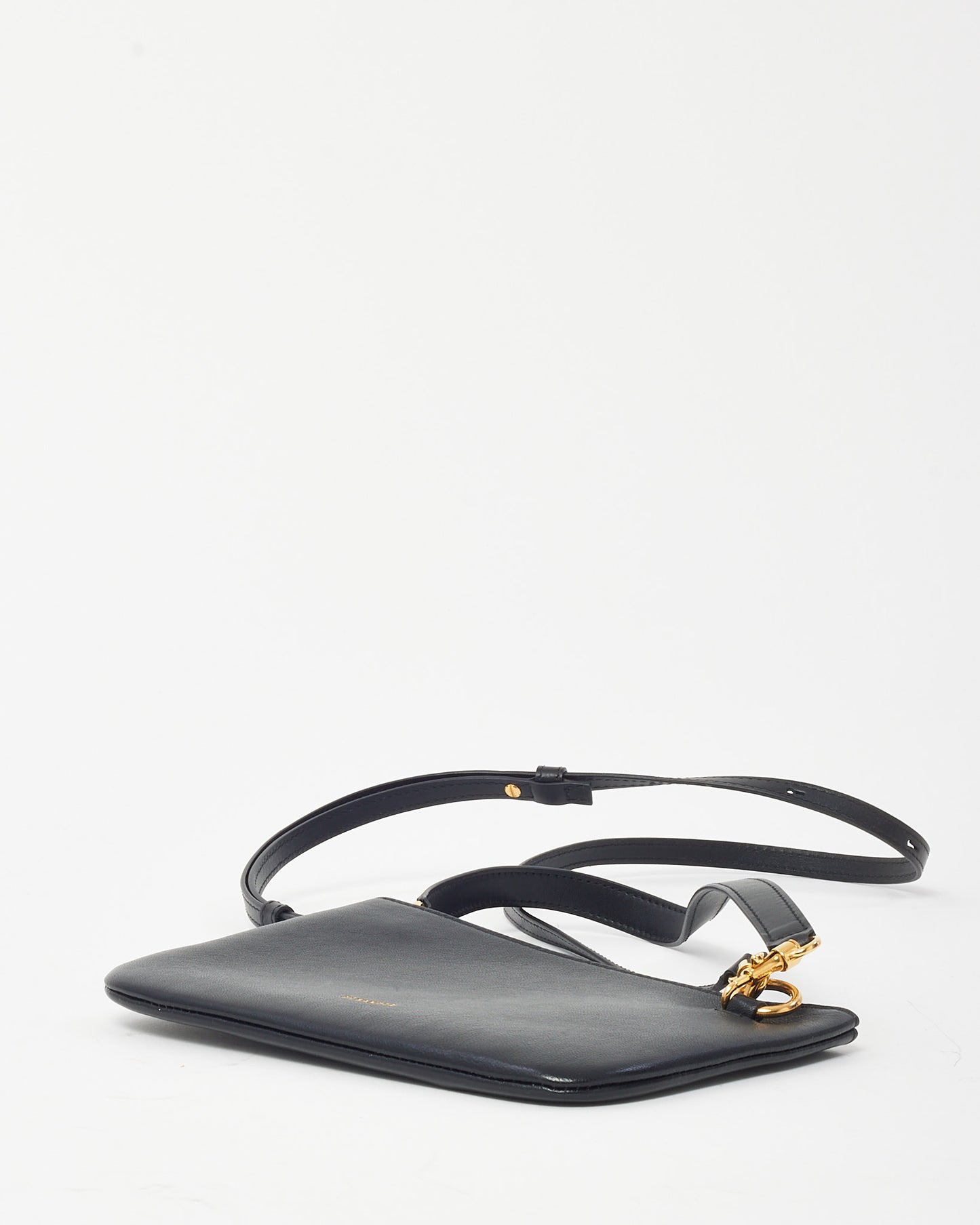Jil Sander Black Leather Logo Print Small Crossbody Bag