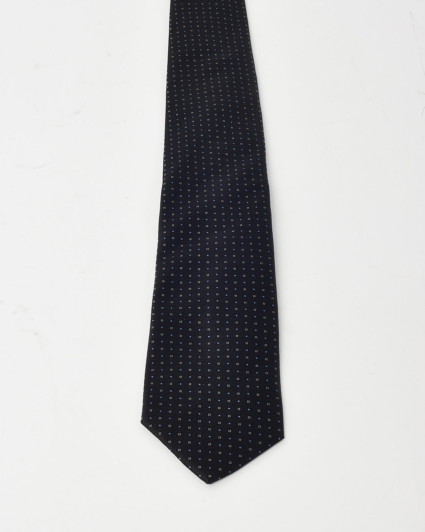 Prada Navy with Blue/White Dotted Print Silk Tie