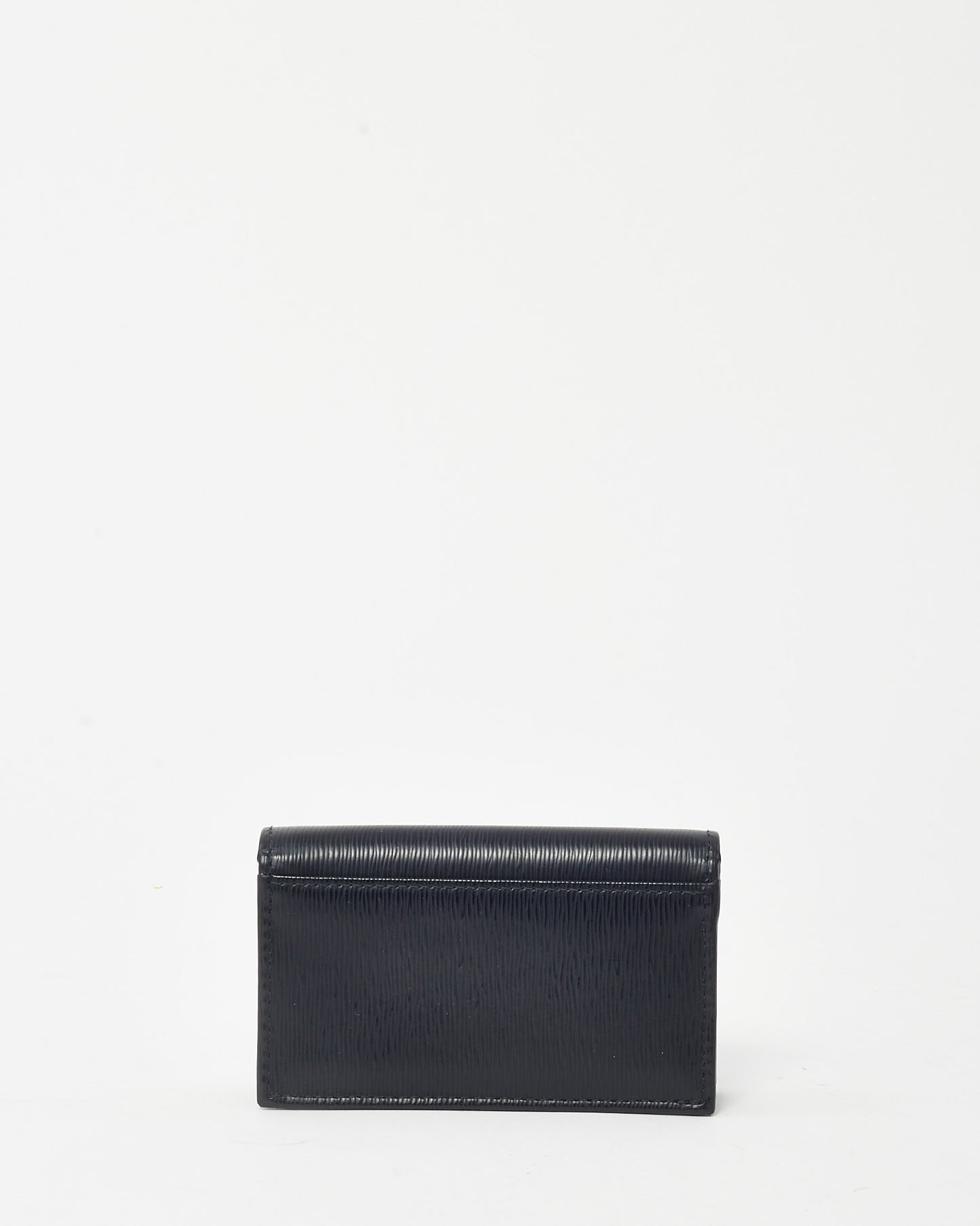 Prada Black Vietello Move TR Leather Logo Snap Card Case