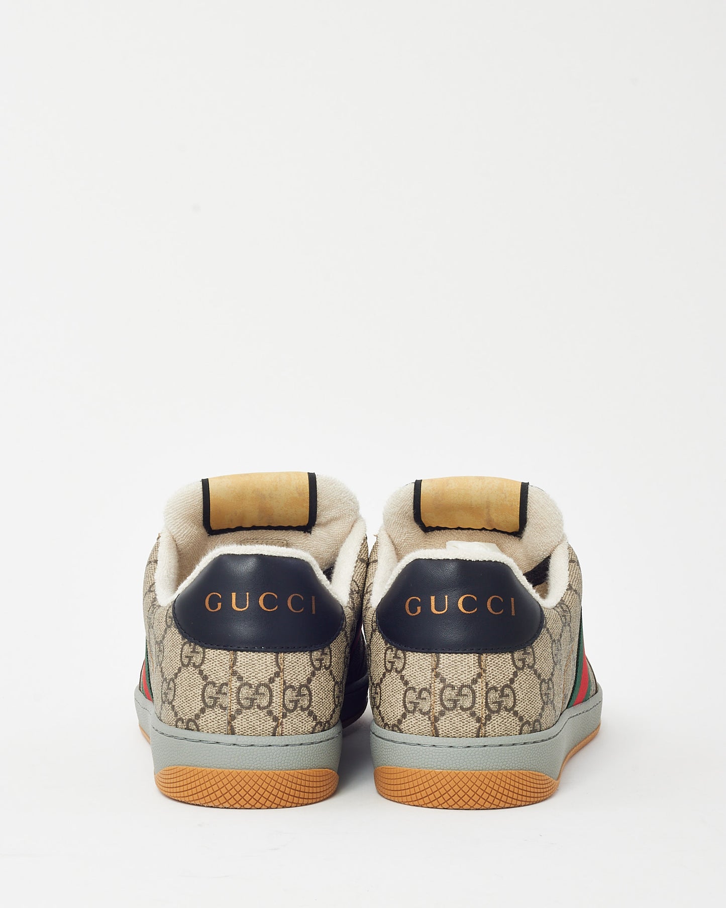 Gucci Men's Beige GG Monogram Supreme Canvas Screener Sneakers - 9.5 MEN