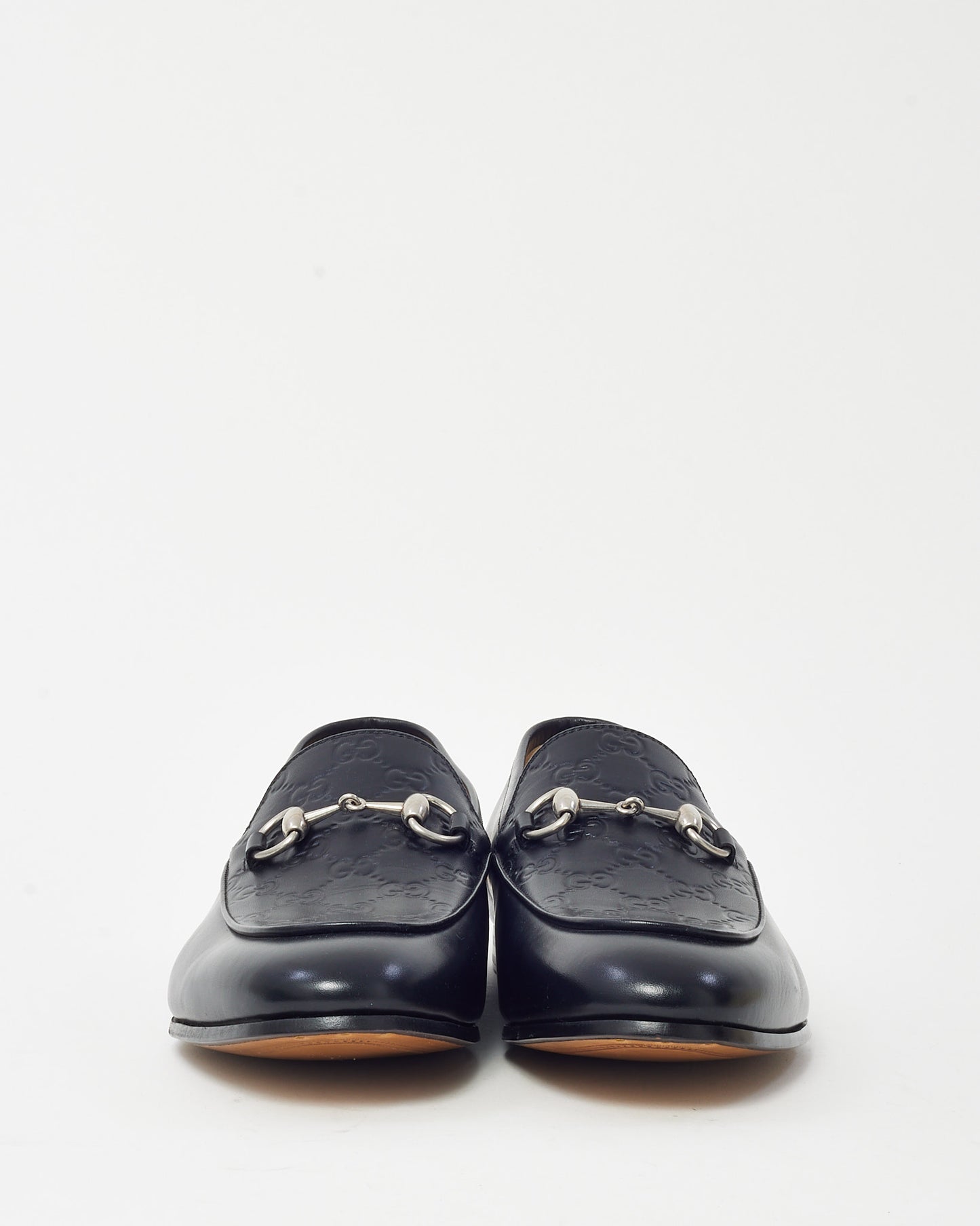 Gucci Men's Black GG Monogram Leather SHW Horsebit Loafers - 9.5 MEN