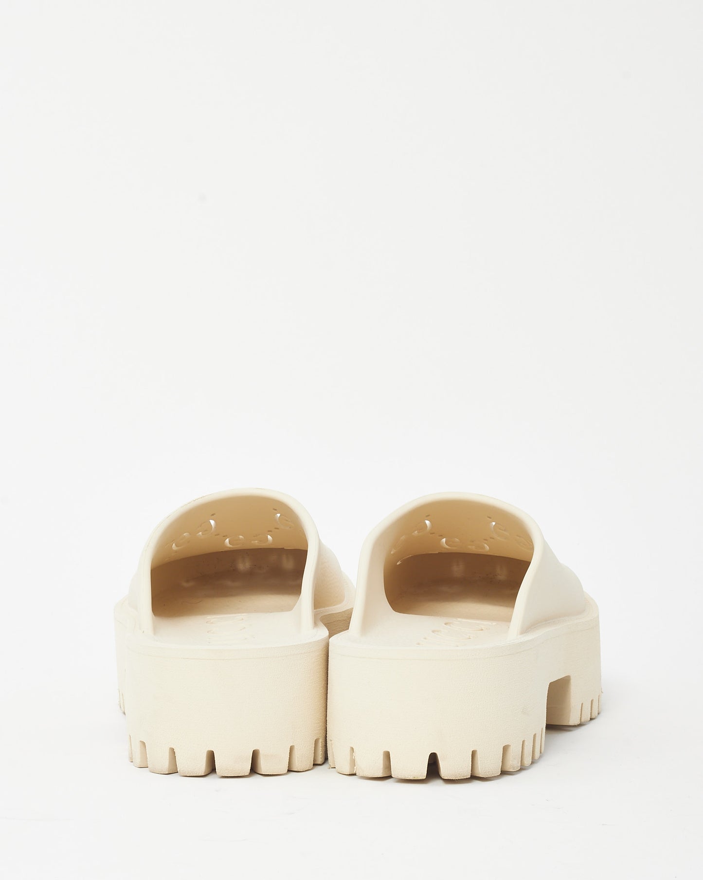 Gucci White GG Monogram Perforated Rubber Clogs - 39