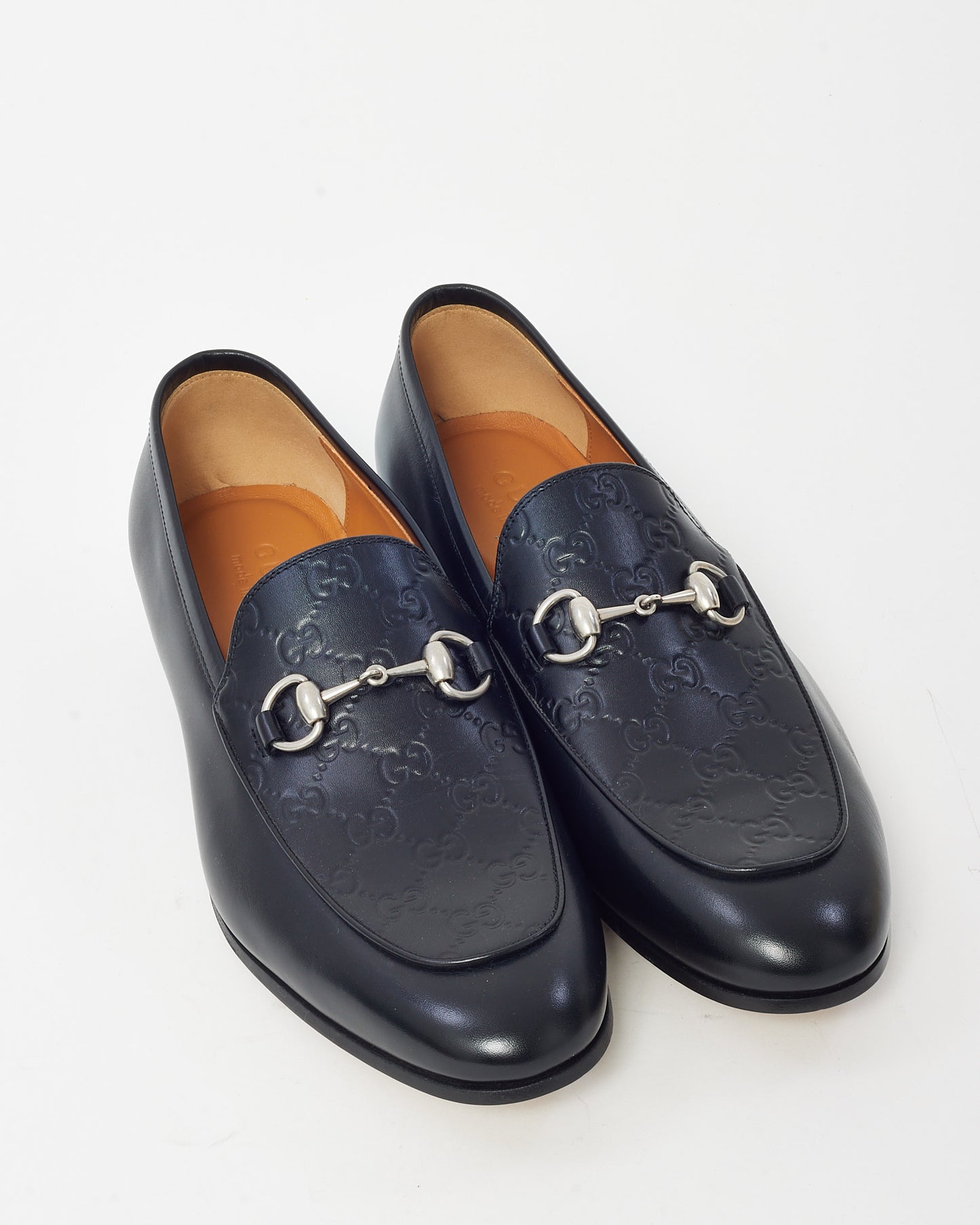 Gucci Men's Black GG Monogram Leather SHW Horsebit Loafers - 9.5 MEN