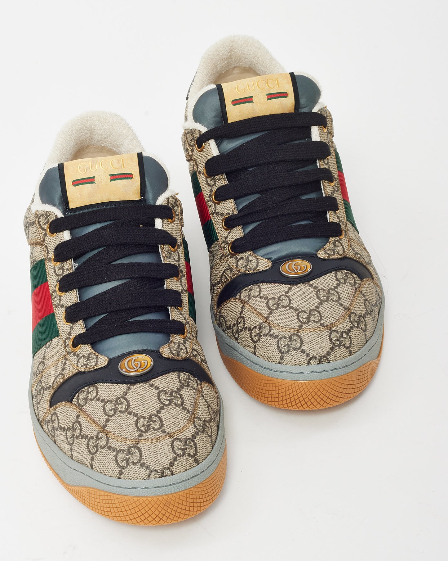 Gucci Men's Beige GG Monogram Supreme Canvas Screener Sneakers - 9.5 MEN