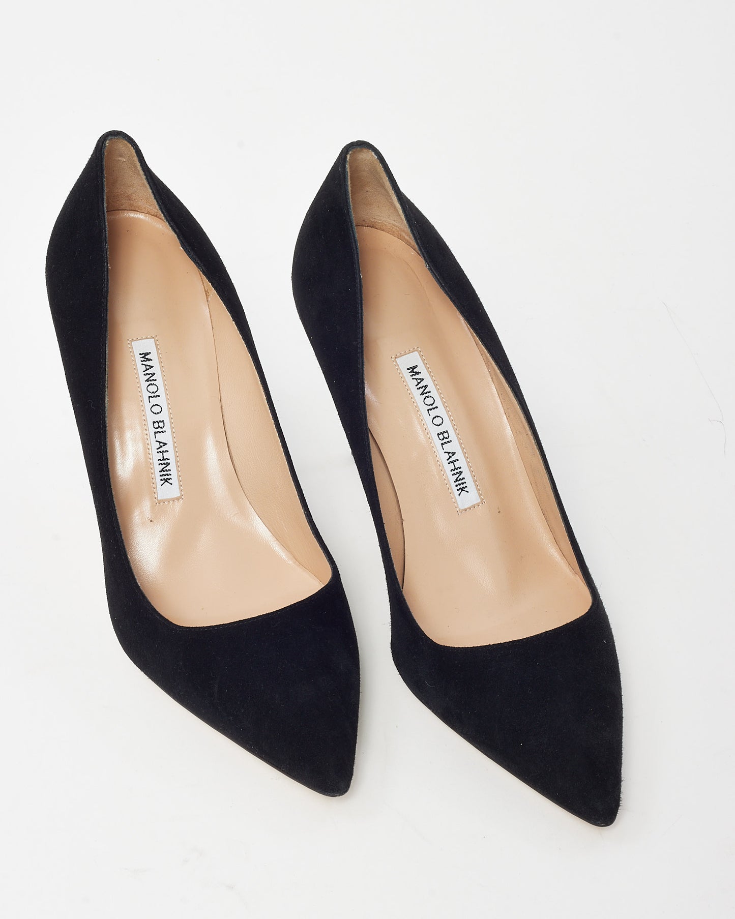 Manolo Blahnik Black Suede Pointed Toe BB Pumps - 38.5