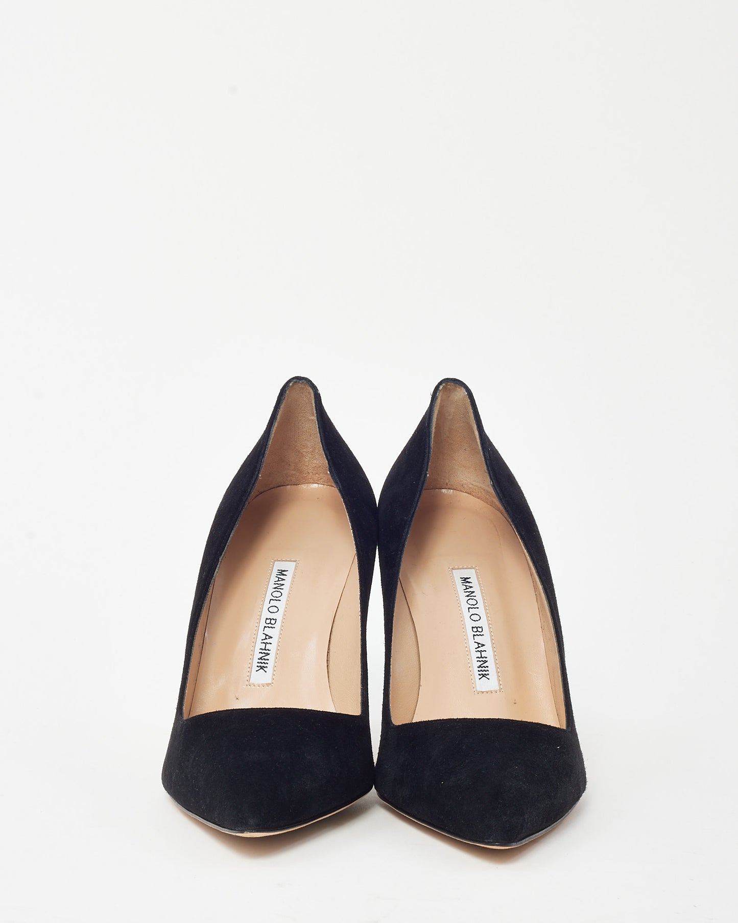 Manolo Blahnik Black Suede Pointed Toe BB Pumps - 38.5