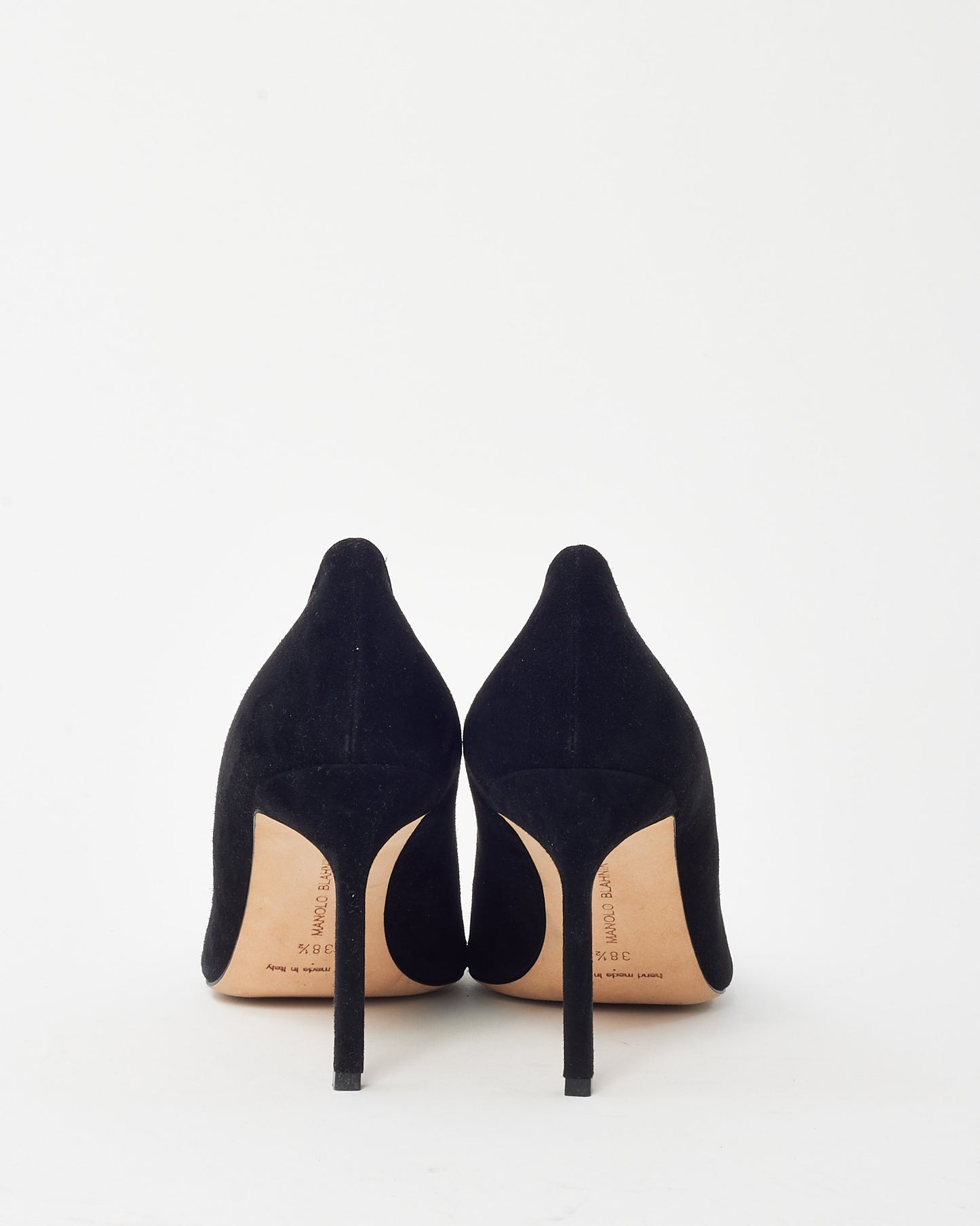 Manolo Blahnik Black Suede Pointed Toe BB Pumps - 38.5