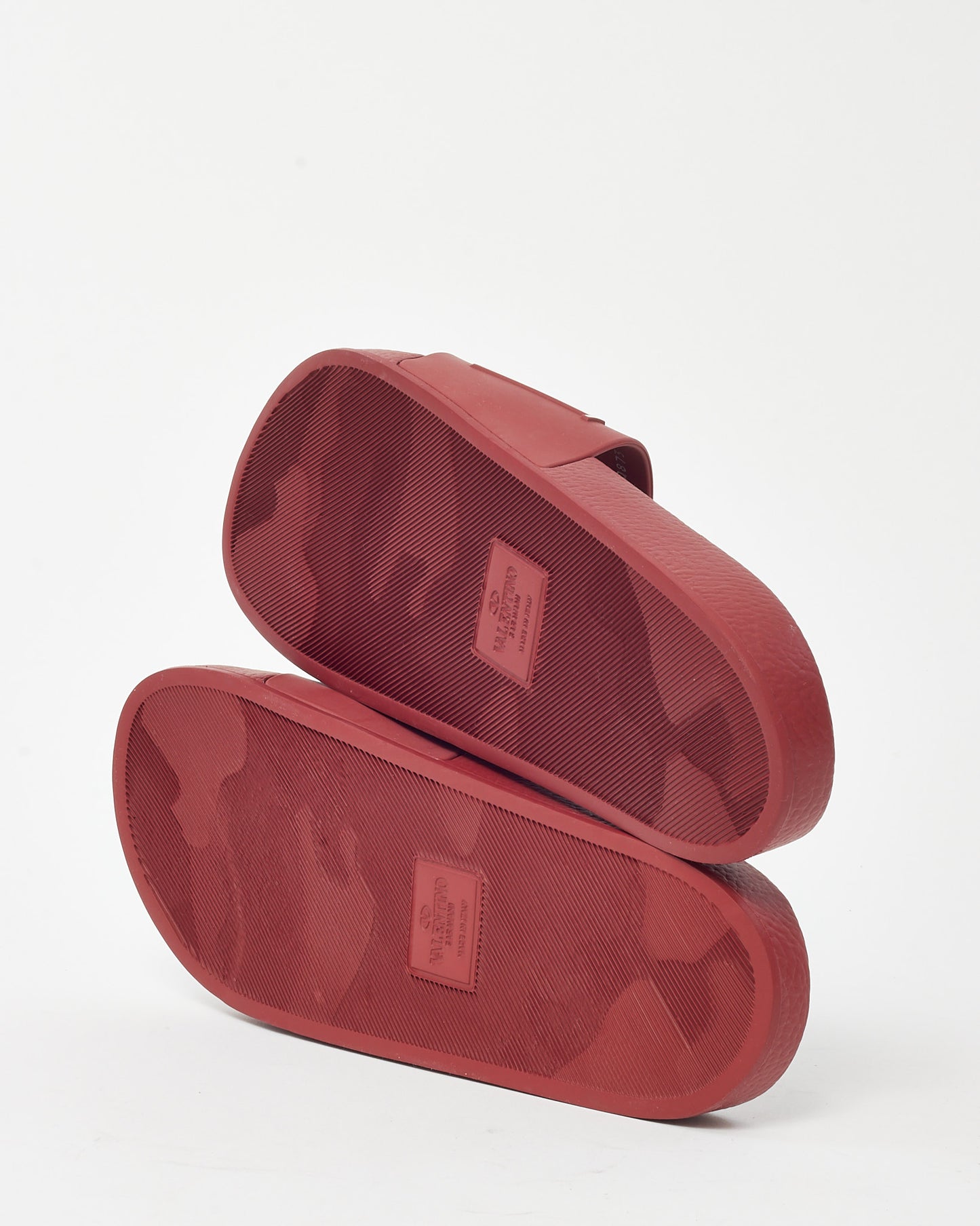 Valentino Men's Red VLTN Logo Rubber Sandals - 42 MEN