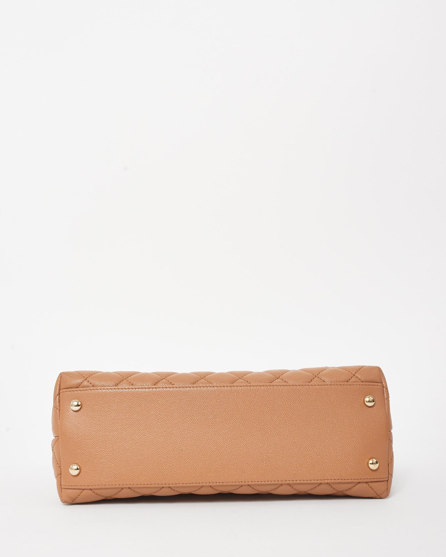 Chanel Camel Caviar Leather Coco Handle Medium Top Handle Bag