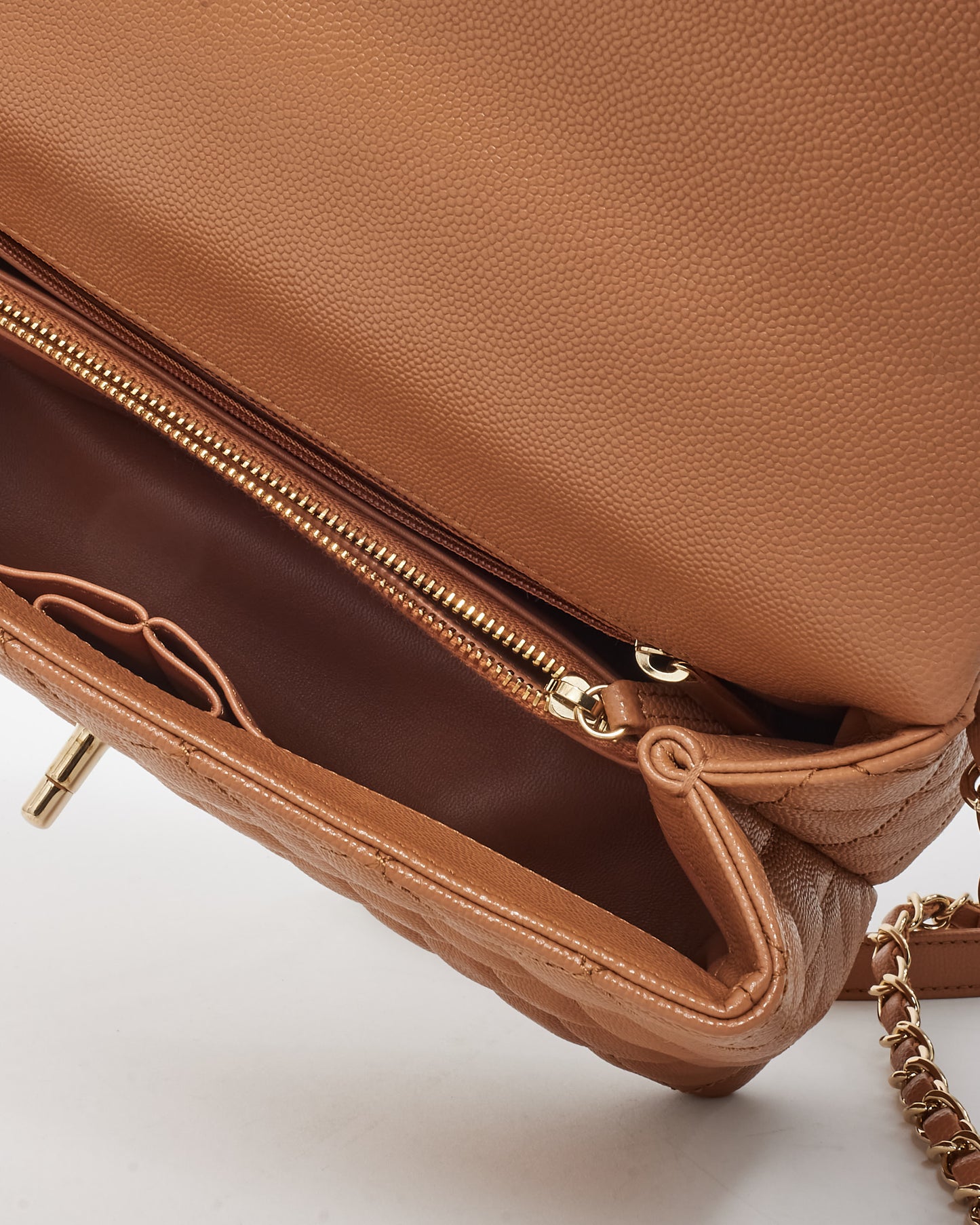 Chanel Camel Caviar Leather Coco Handle Medium Top Handle Bag