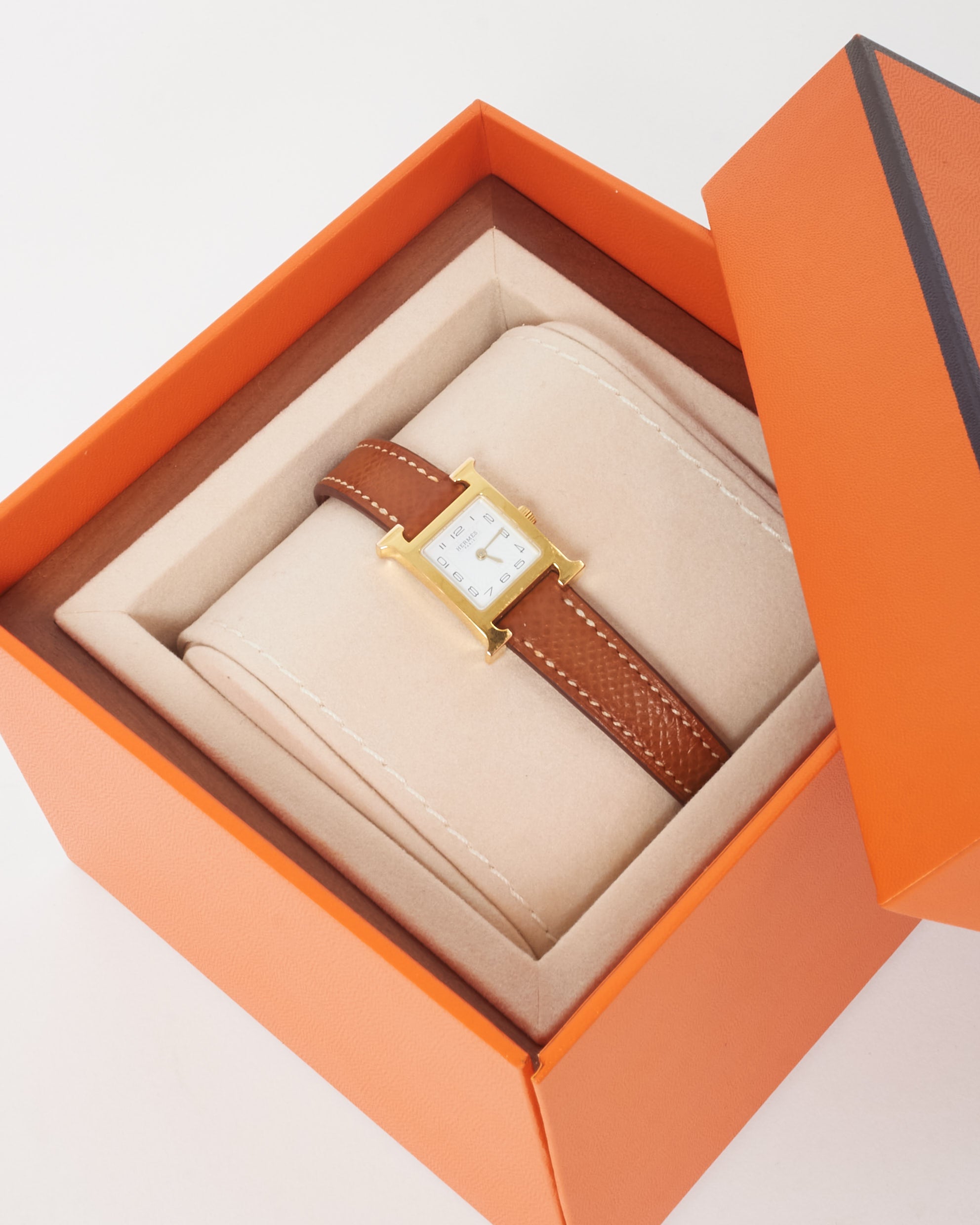 Buy Hermès Gold Epsom Leather 18K Yellow Gold-Plated Heure H Buy Hermès Gold Epsom Leather 18K Yellow Gold-Plated Heure H