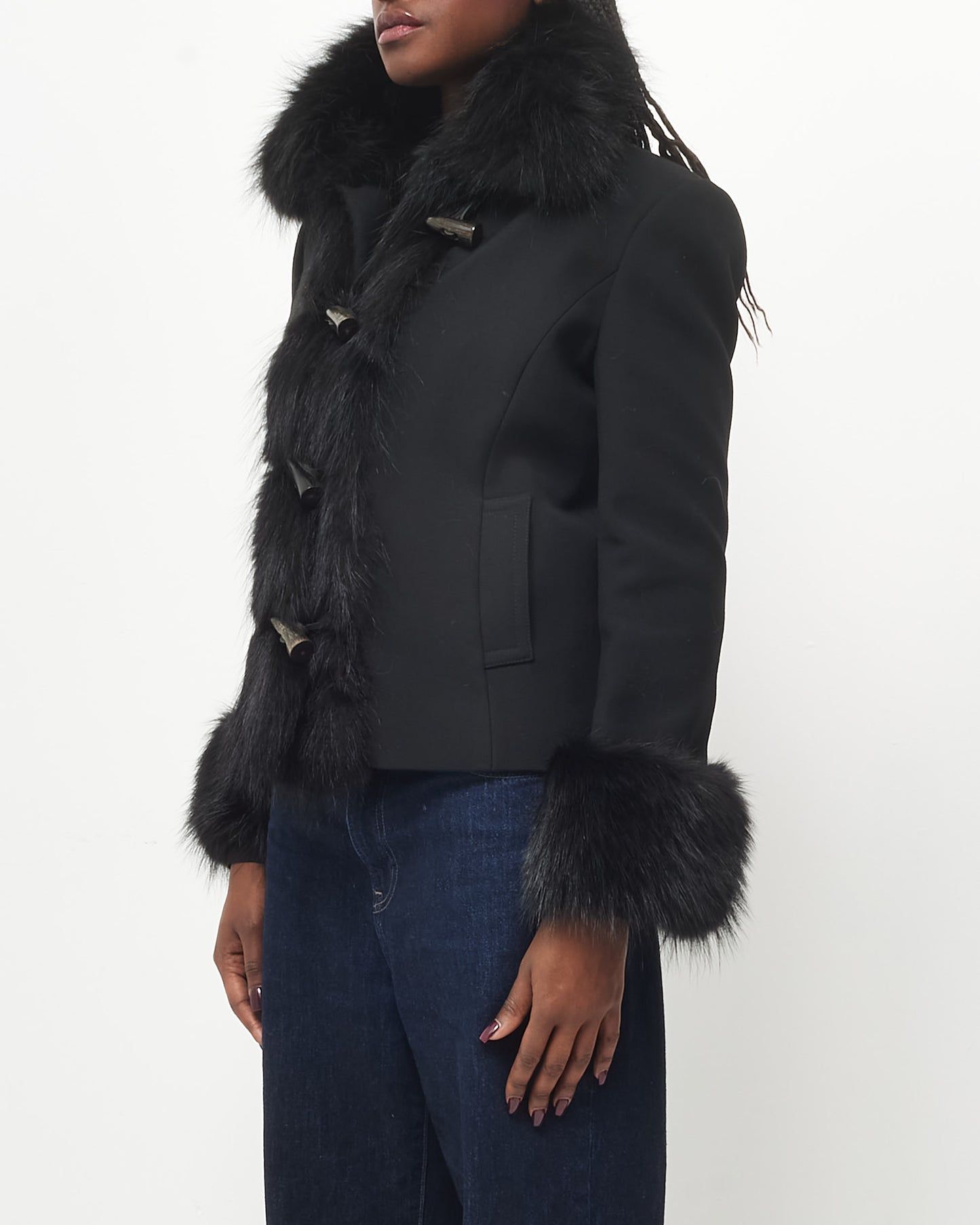 Dolce & Gabbana Black Fur Trim Jacket - 46 (M)