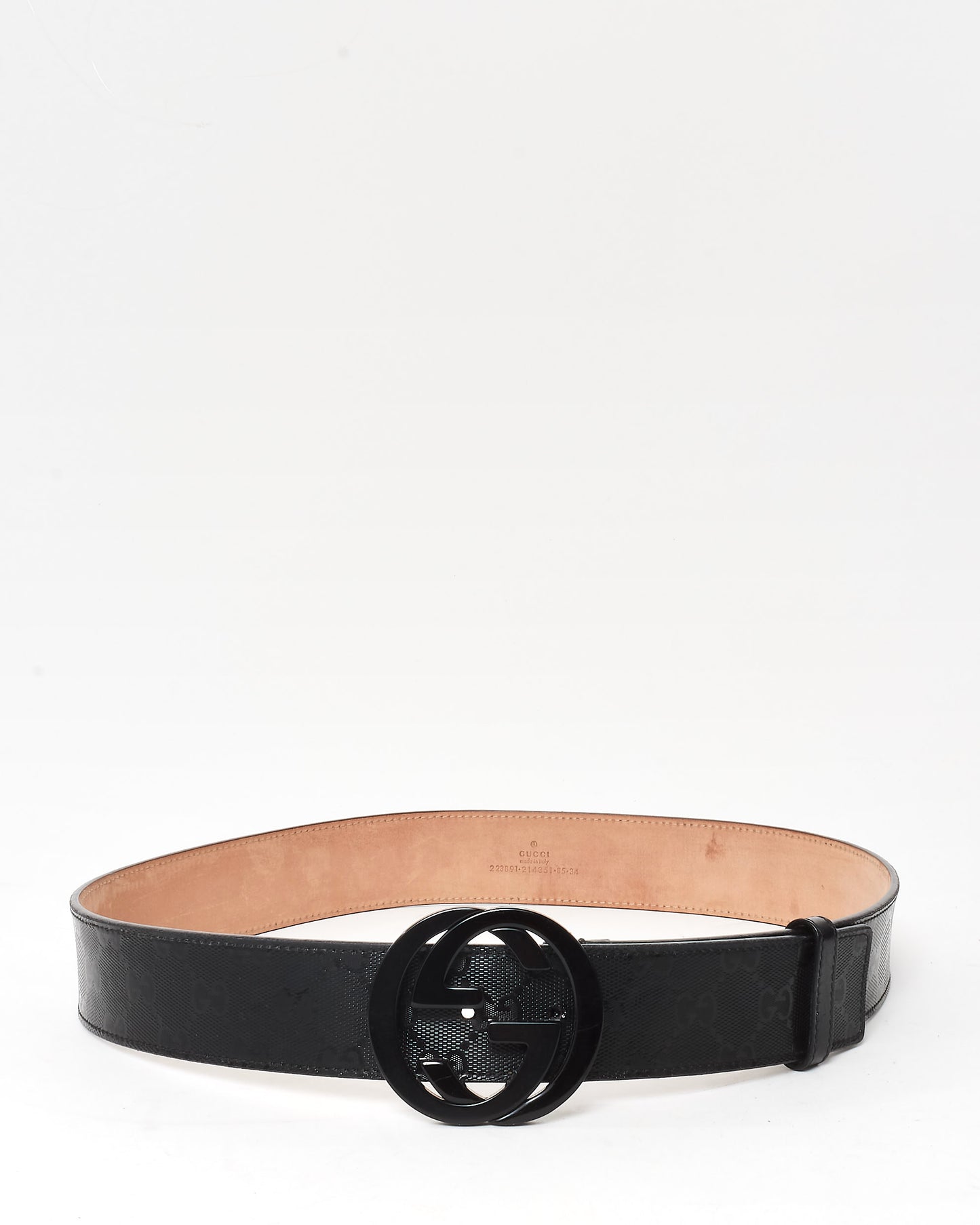 Gucci Black GG Supreme Coated Canvas Tonal GG Logo Belt - 85/34