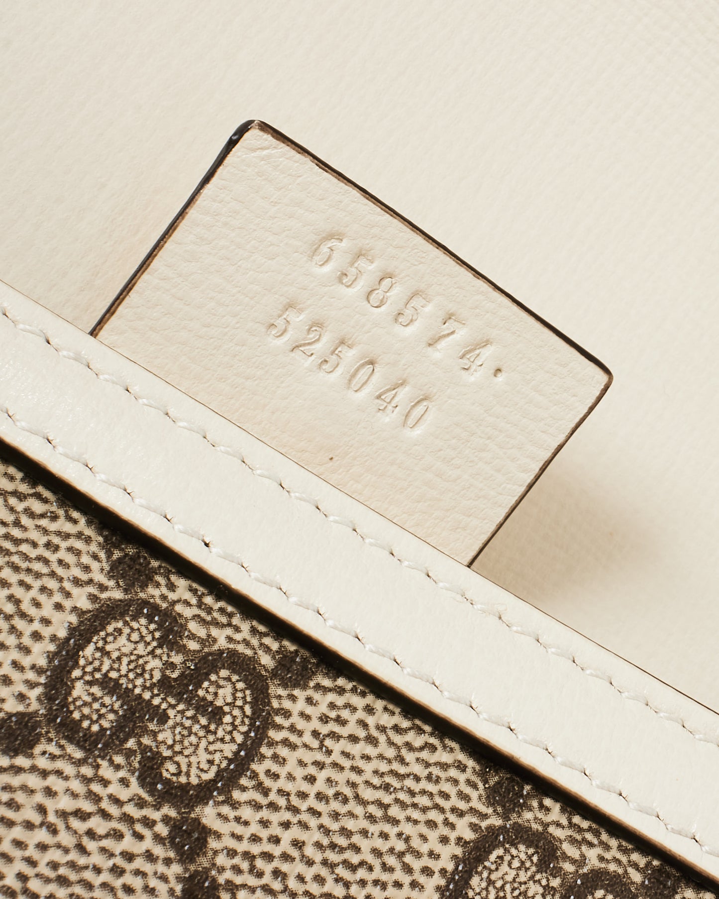 Gucci White Leather Beige Monogram GG Coated Canvas Mini 1955 Crossbody Bag