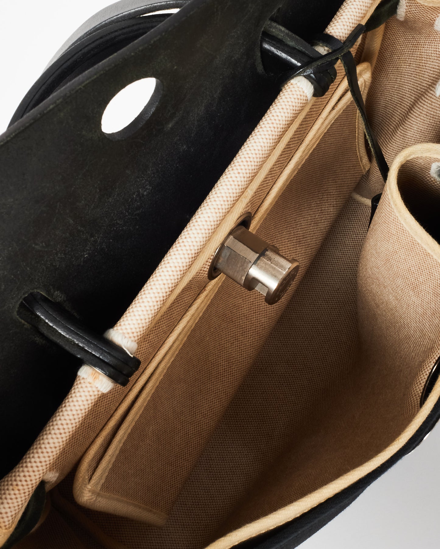 Hermès Vintage Black Canvas and Leather 31 Herbag