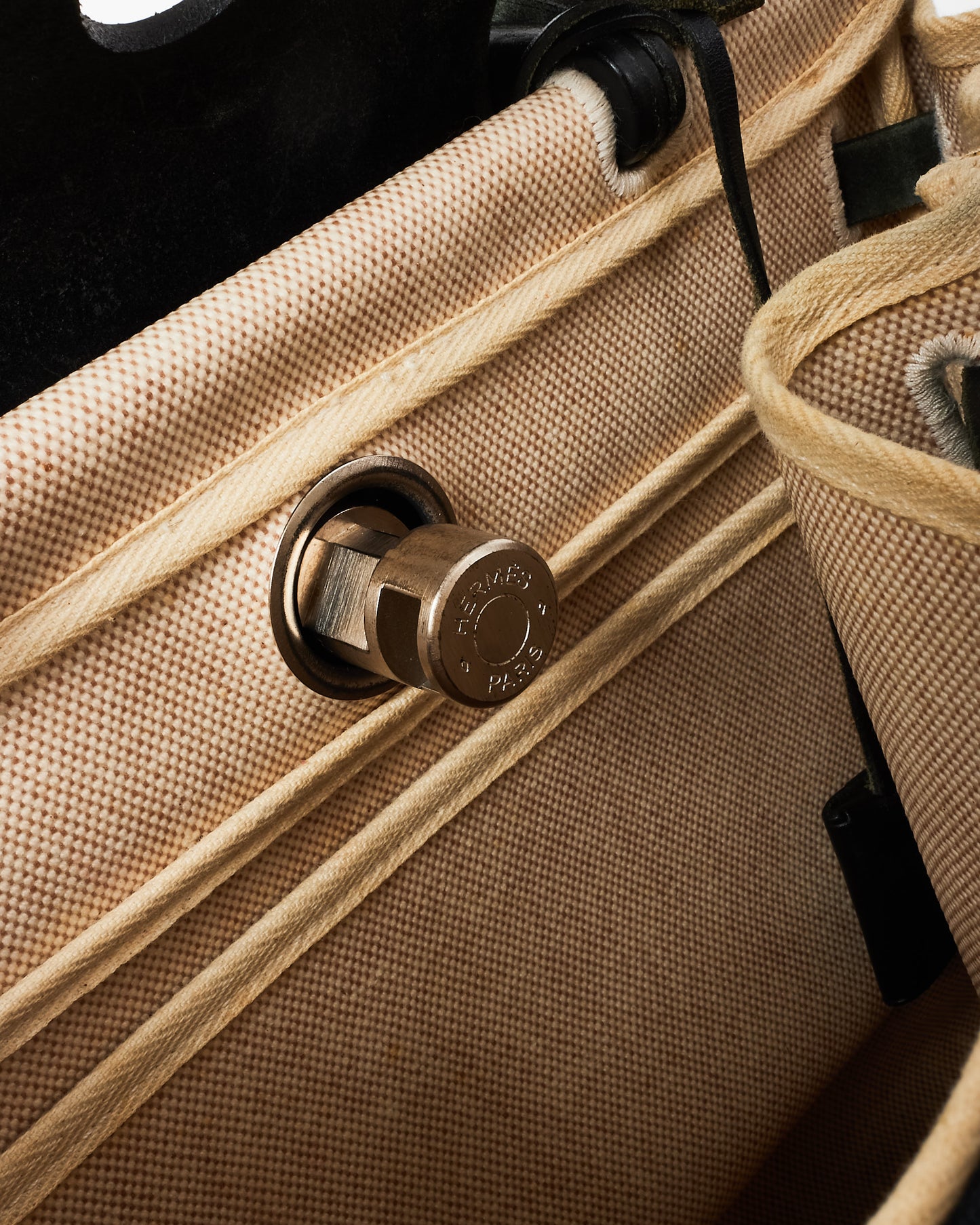 Hermès Vintage Black Canvas and Leather 31 Herbag