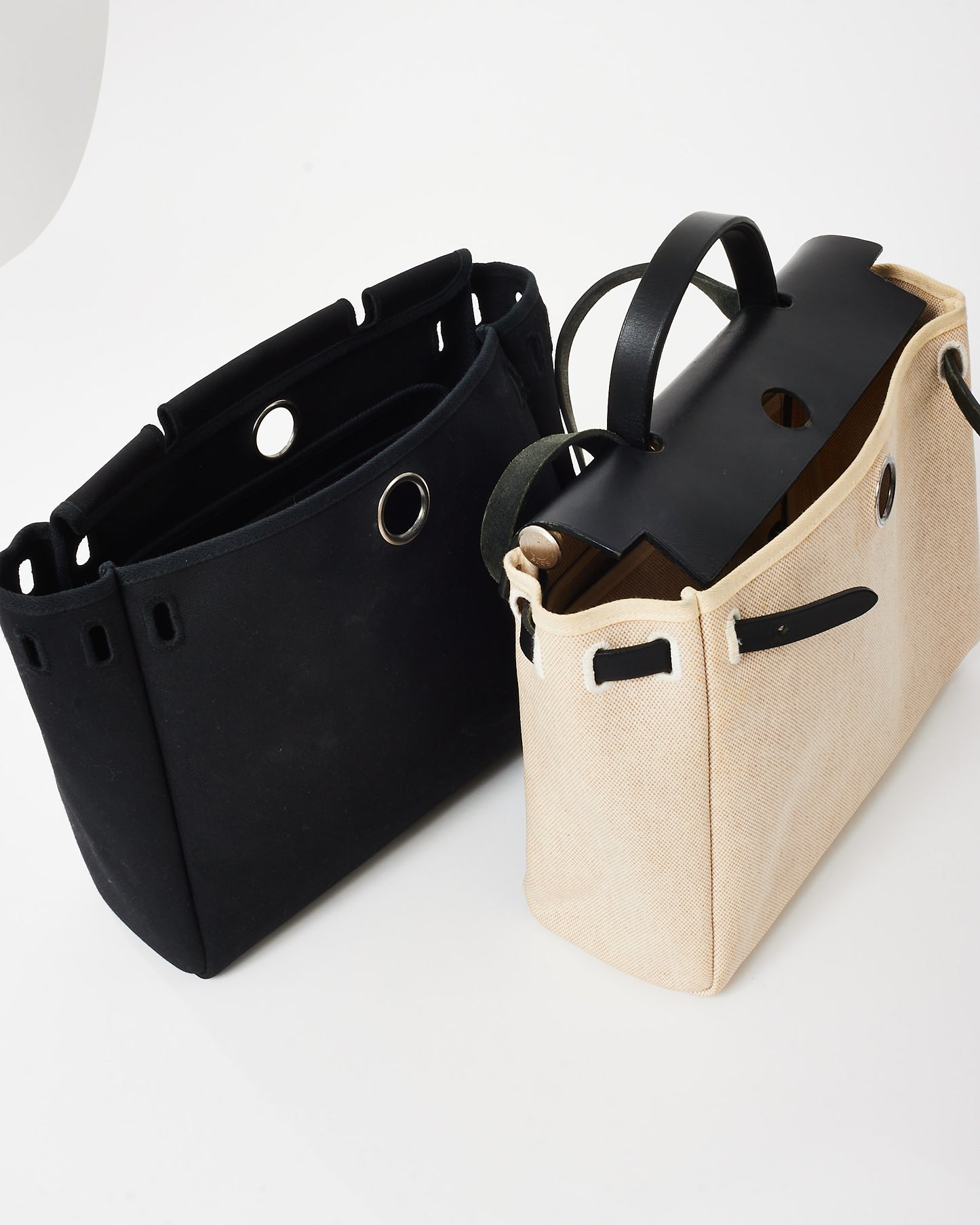 Hermès Vintage Black Canvas and Leather 31 Herbag