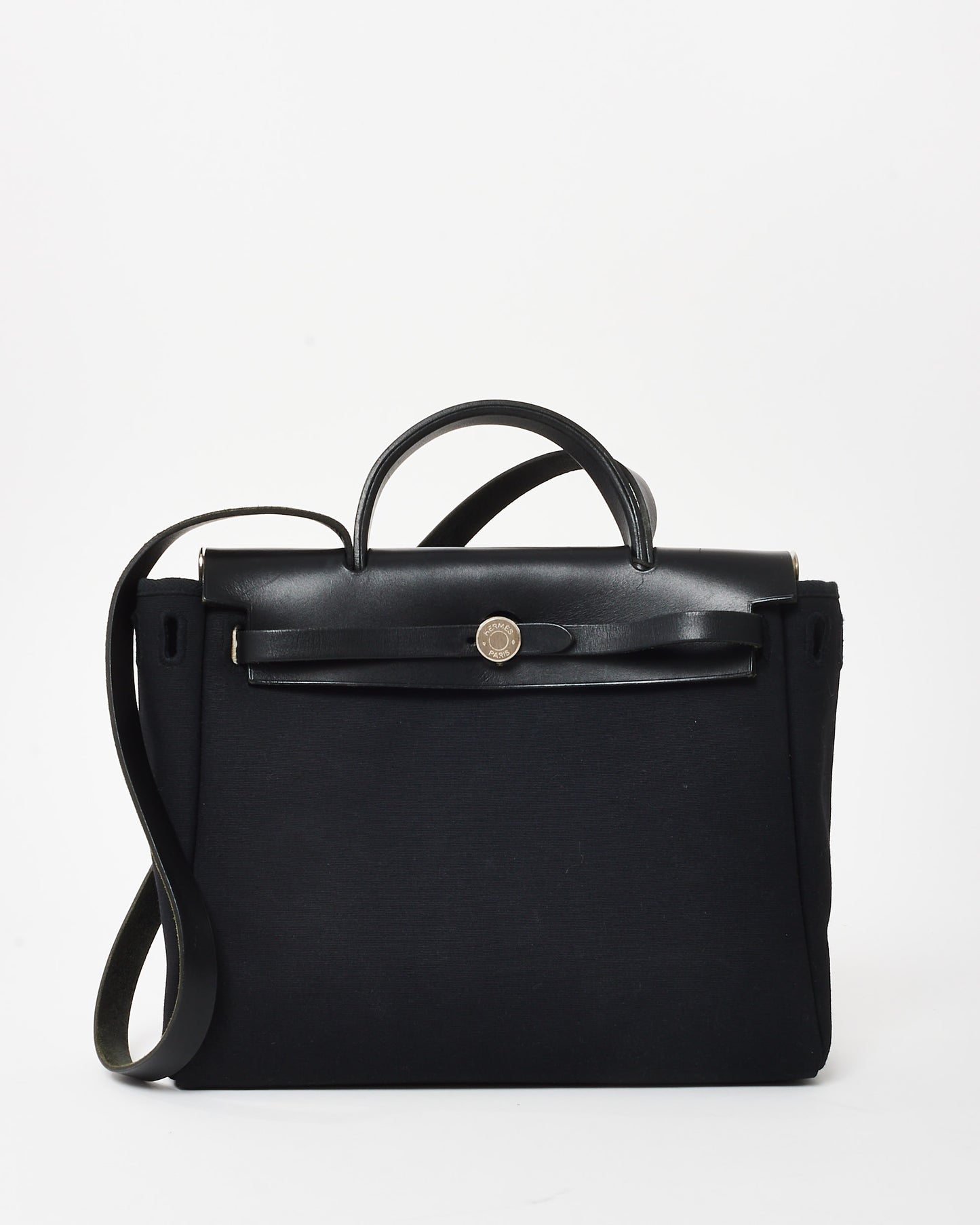 Hermès Vintage Black Canvas and Leather 31 Herbag