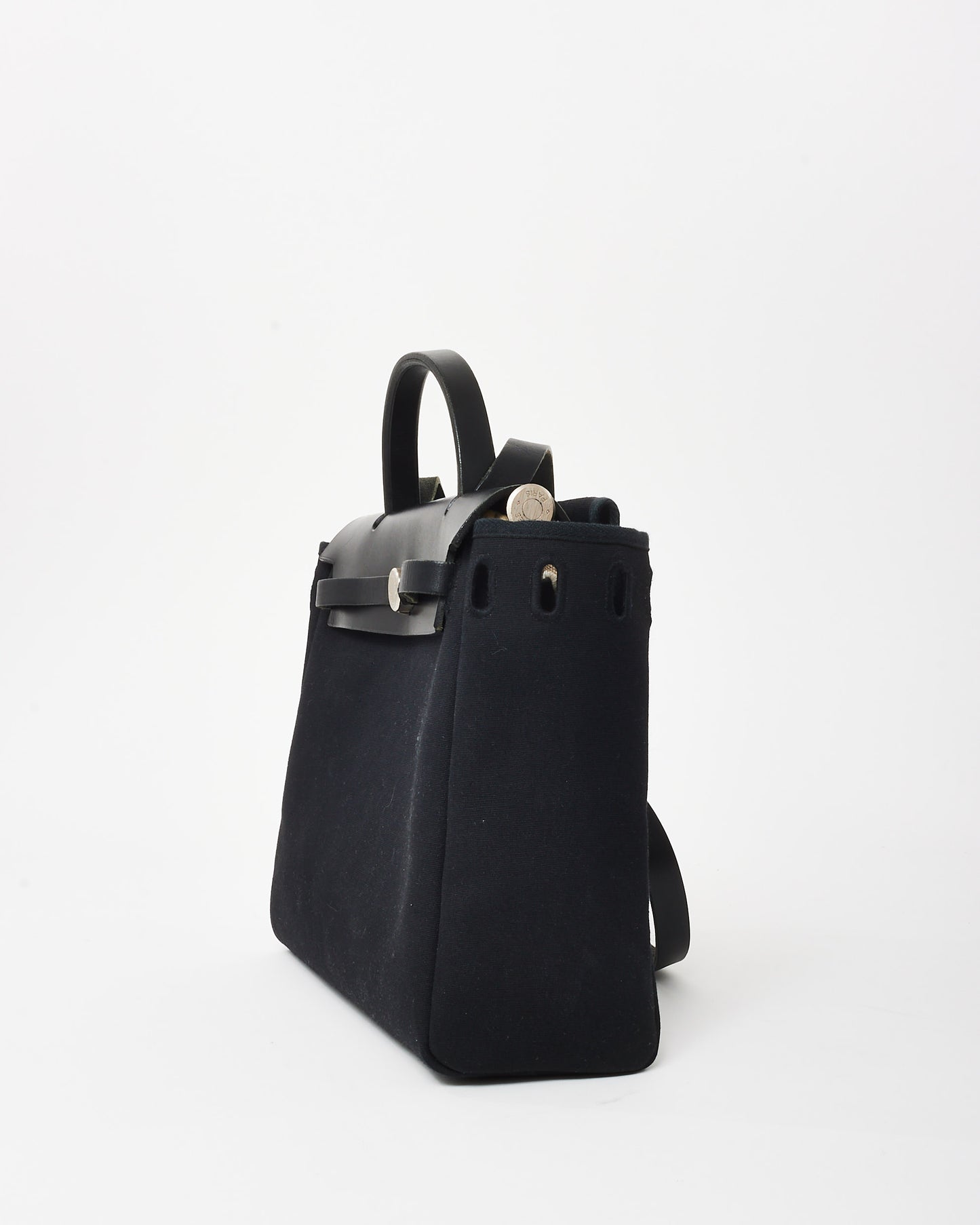 Hermès Vintage Black Canvas and Leather 31 Herbag