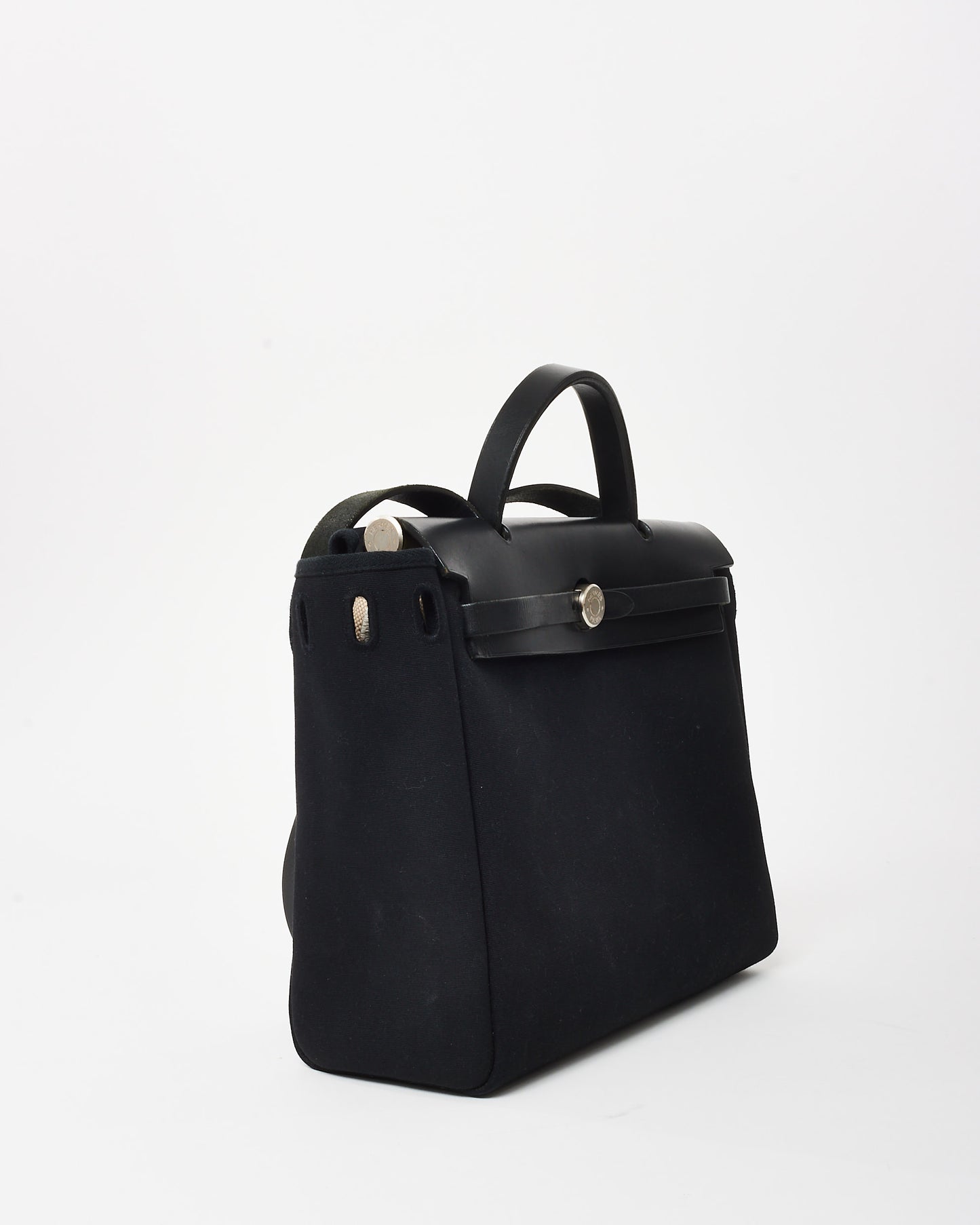 Hermès Vintage Black Canvas and Leather 31 Herbag