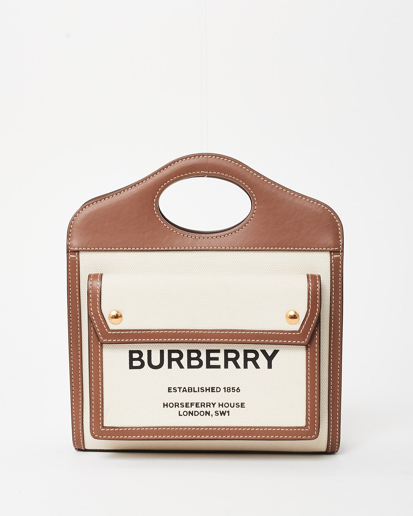 Burberry Brown Leather and Canvas Logo Mini Pocket Crossbody Bag