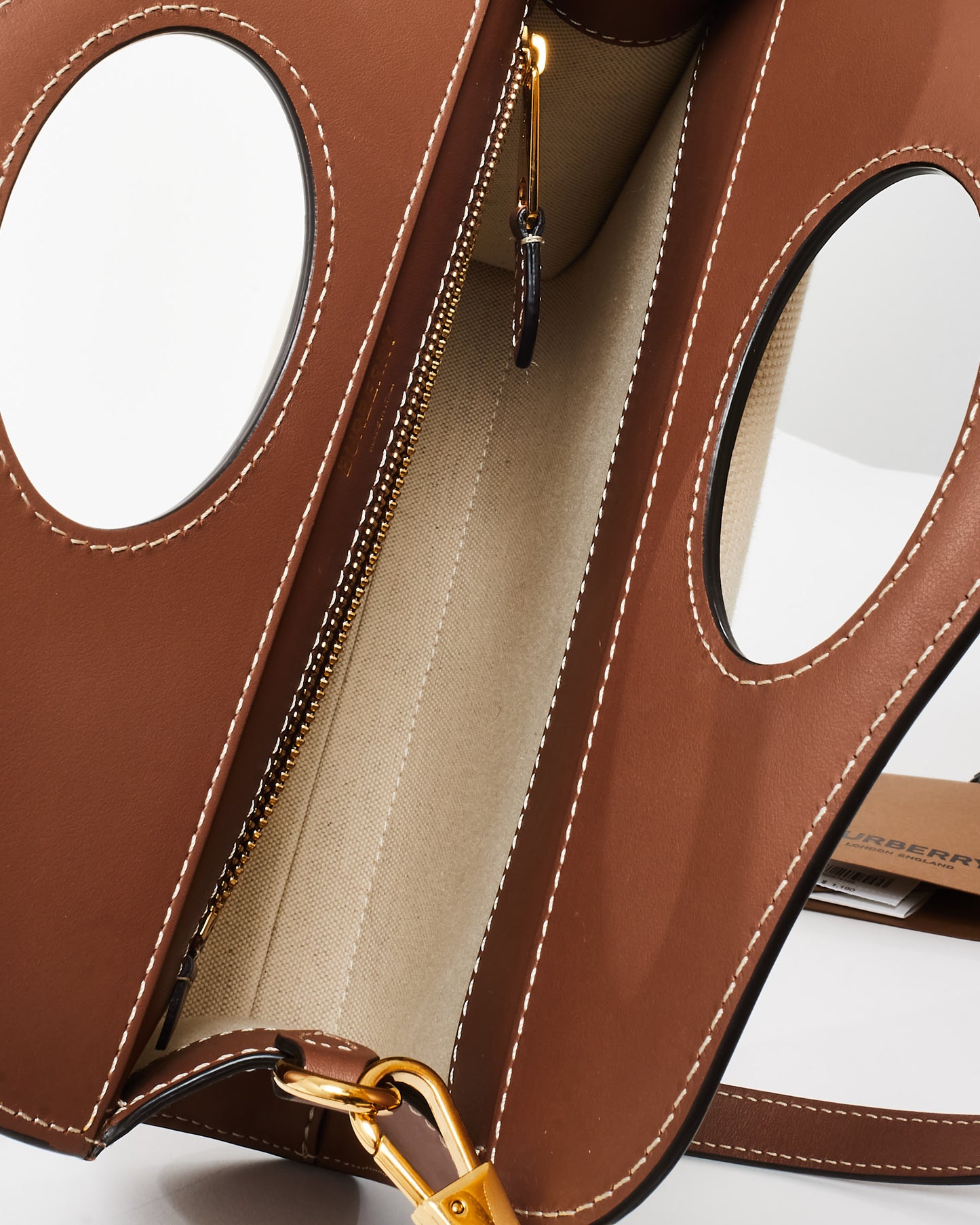 Burberry Brown Leather and Canvas Logo Mini Pocket Crossbody Bag